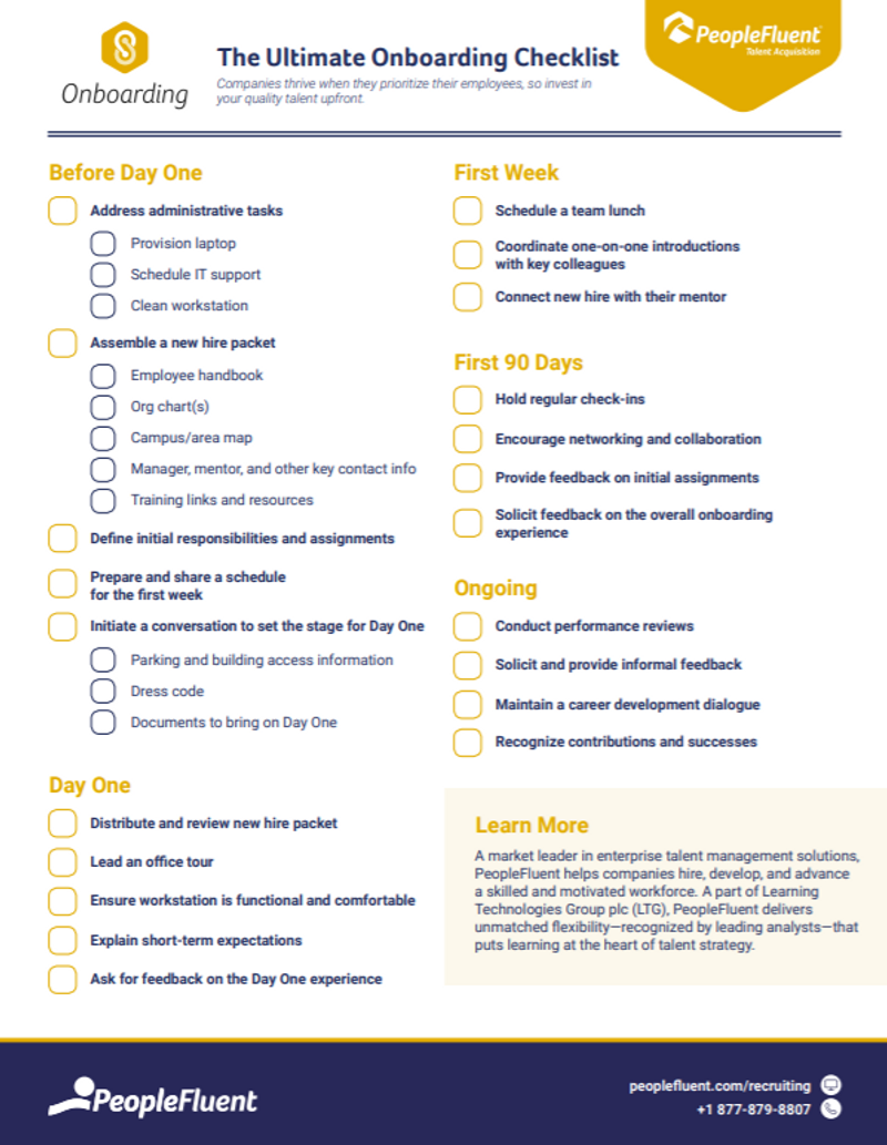The Ultimate Onboarding Checklist Learning solutions Talent