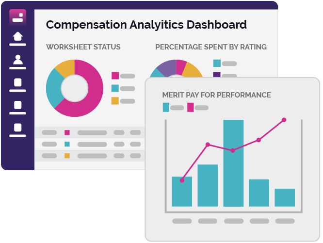 Illustration of people sitting at a table and discussing compensation analysis