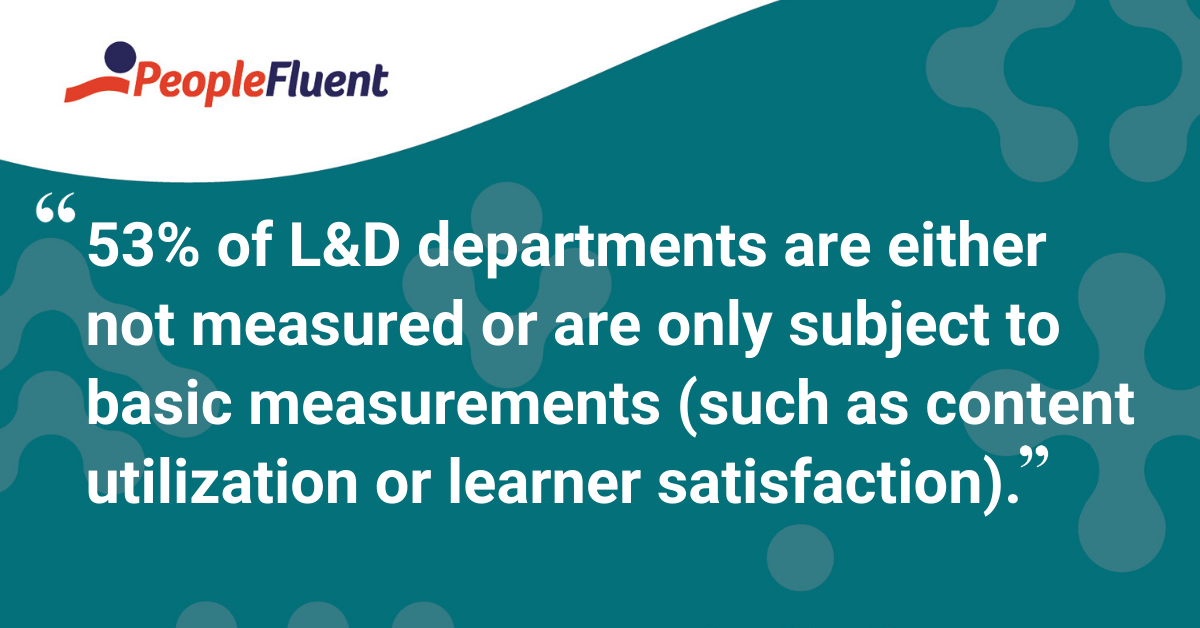 "53% of L&D departments are either not measured or are only subject to basic measurements (such as content utilization or learner satisfaction)."