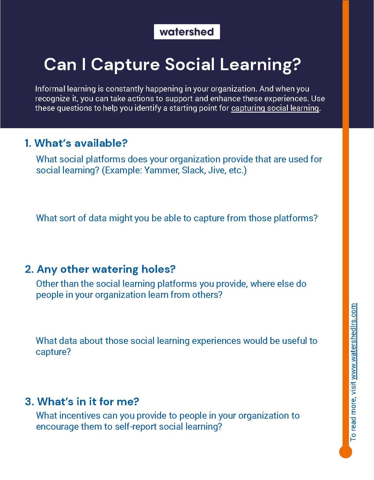 Capture Social Learning | Worksheet | Watershed