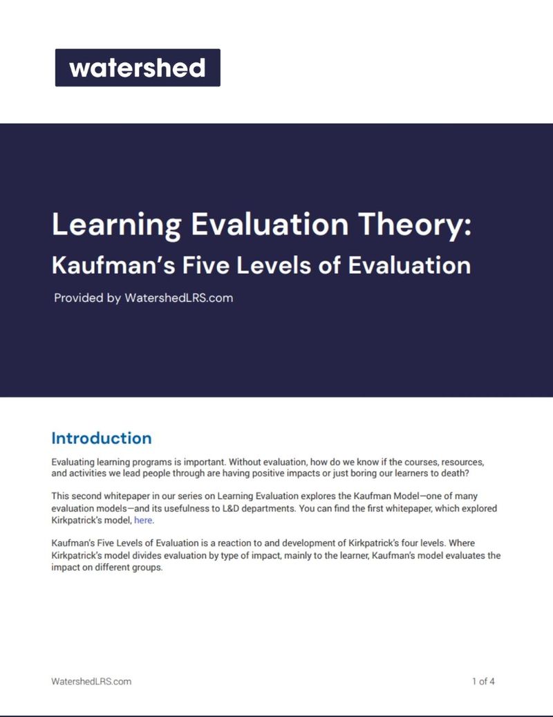 Kaufman Learning Evaluation Model | eBook | Watershed
