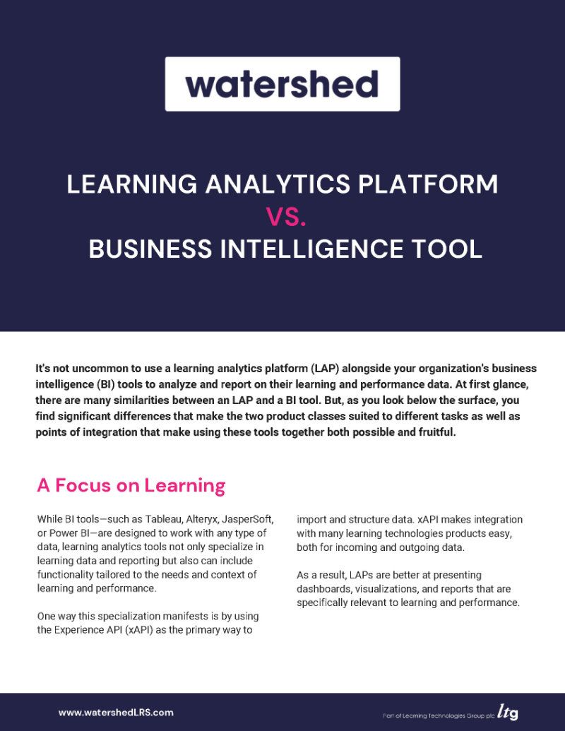 Download Learning Analytics Platform vs. Business Intelligence Tool eGuide