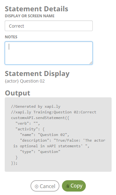 Watershed xapi.ly statement details