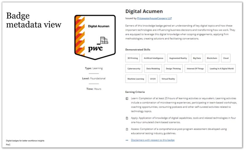 PwC offers two types of digital badges