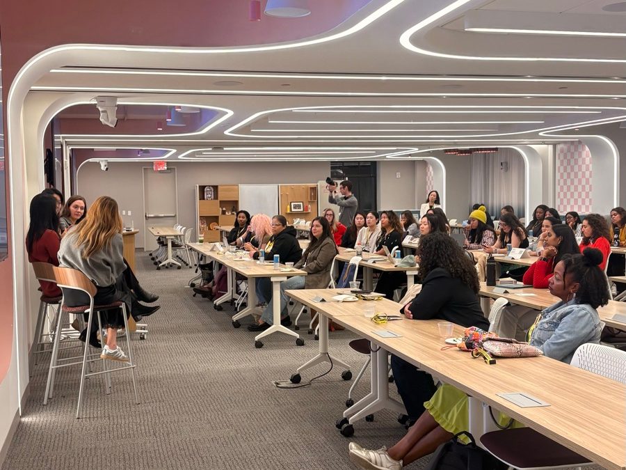 A full room at the Audacious AF AI Skills Share, hosted at Pinterest NY