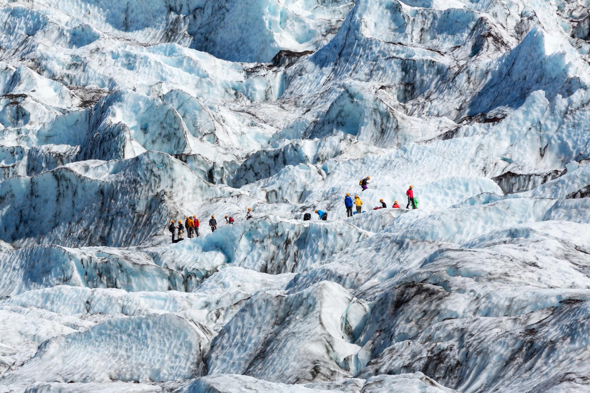 Climbing on the Svinafellsjokull glacier, Iceland