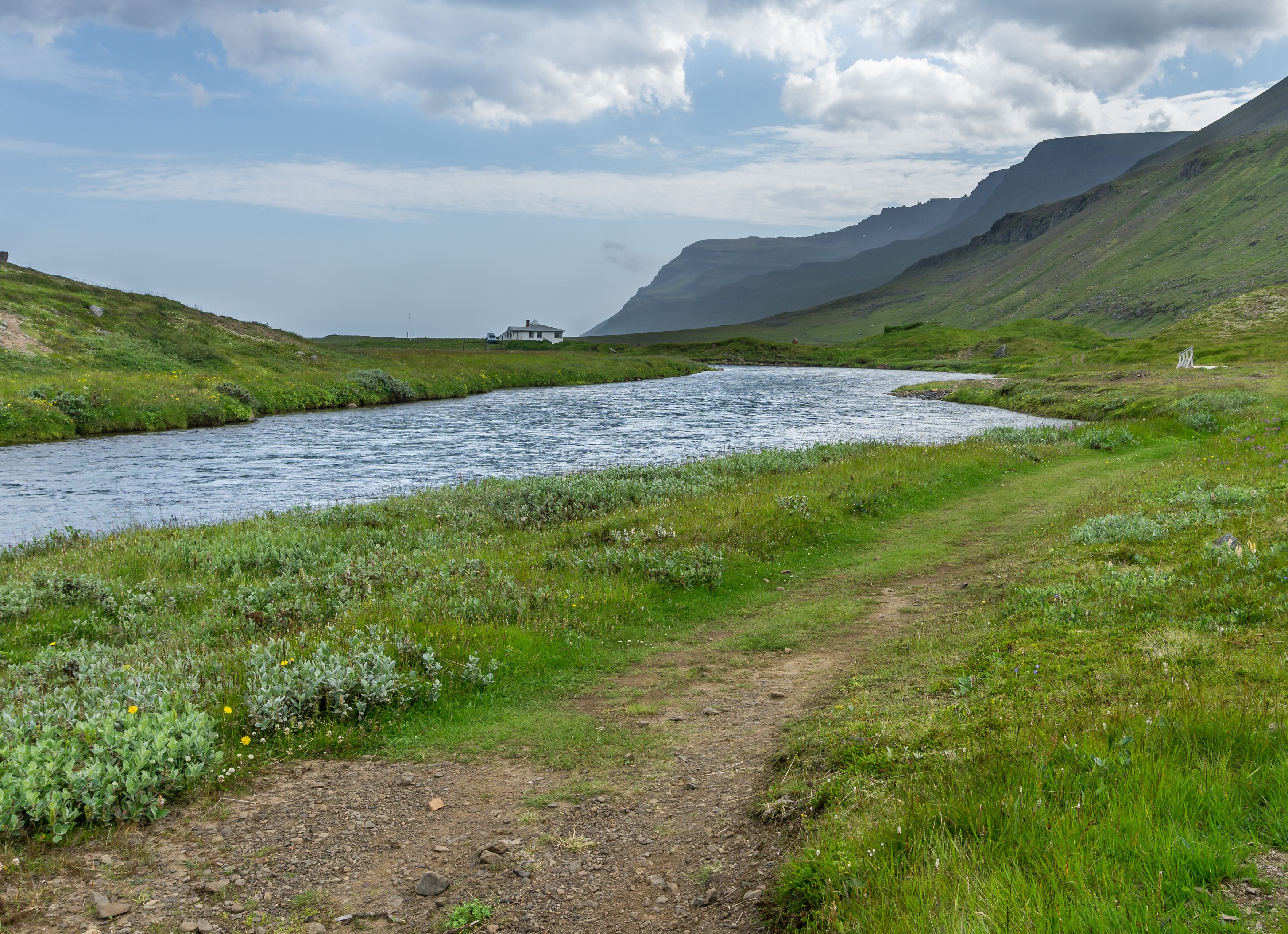 View on the Loðmundarfjörður mountain hiking trail in East Iceland 