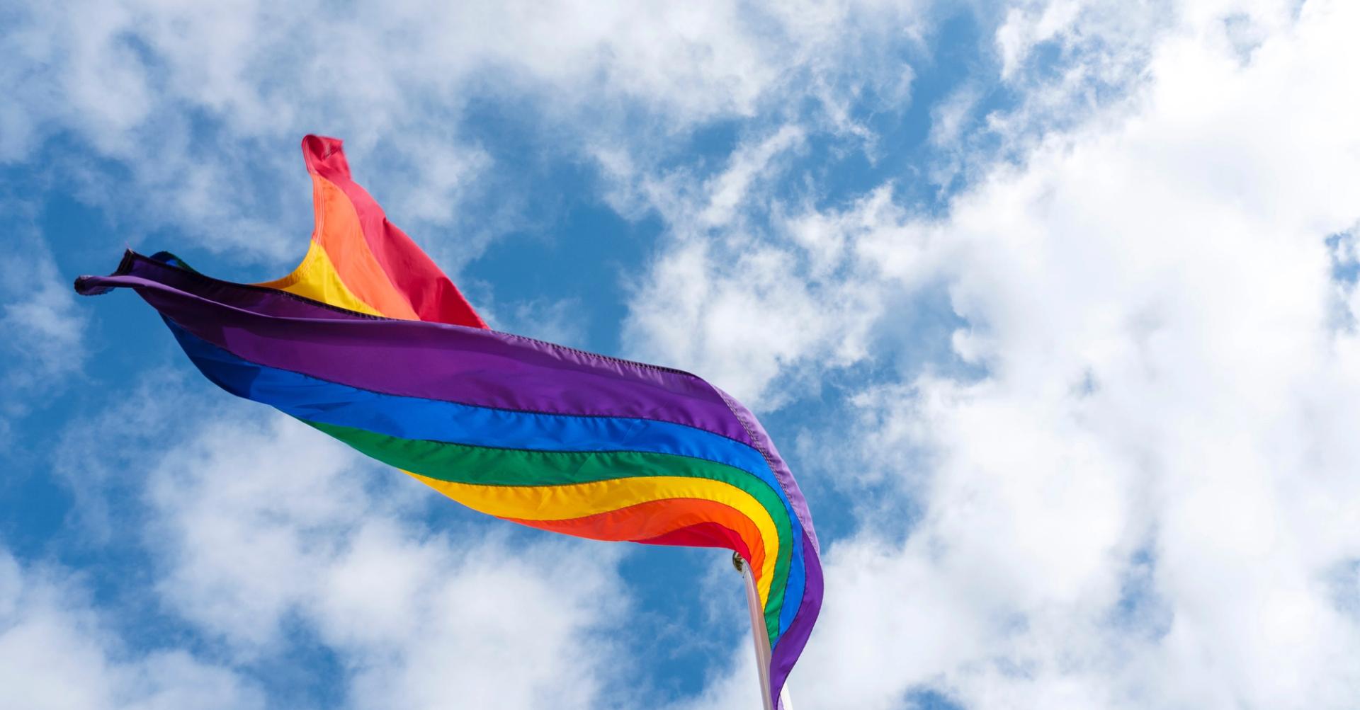  The gay pride flag flies in the Icelandic wind