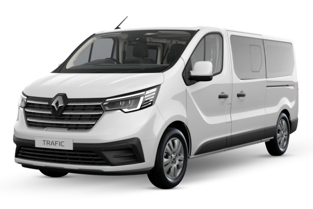 Renault Trafic 9 seater minivan, available for rental from Go Car Rental Iceland, on a transparent the background.