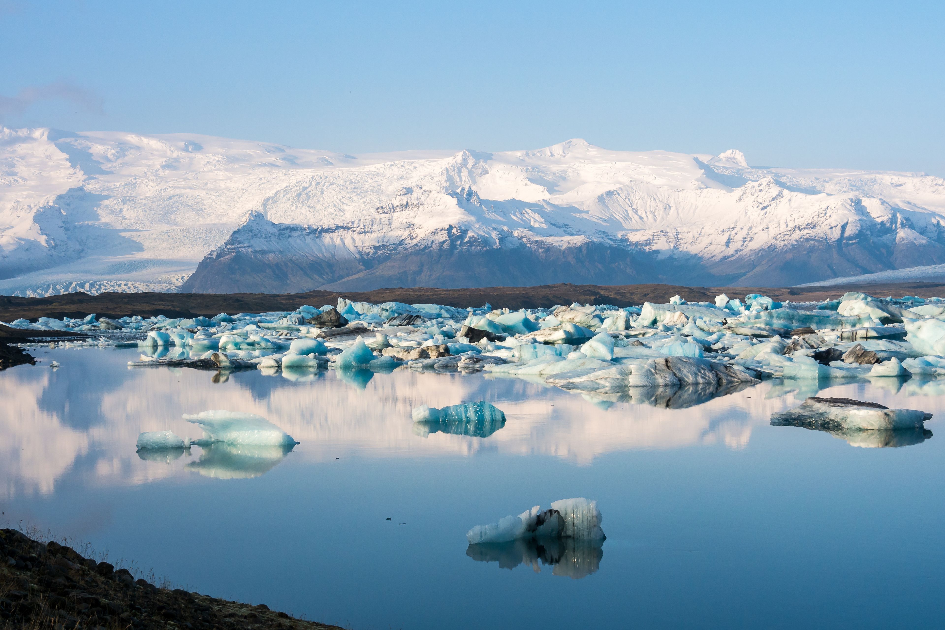 Jökulsárlón Glacier Lagoon full of icebergs