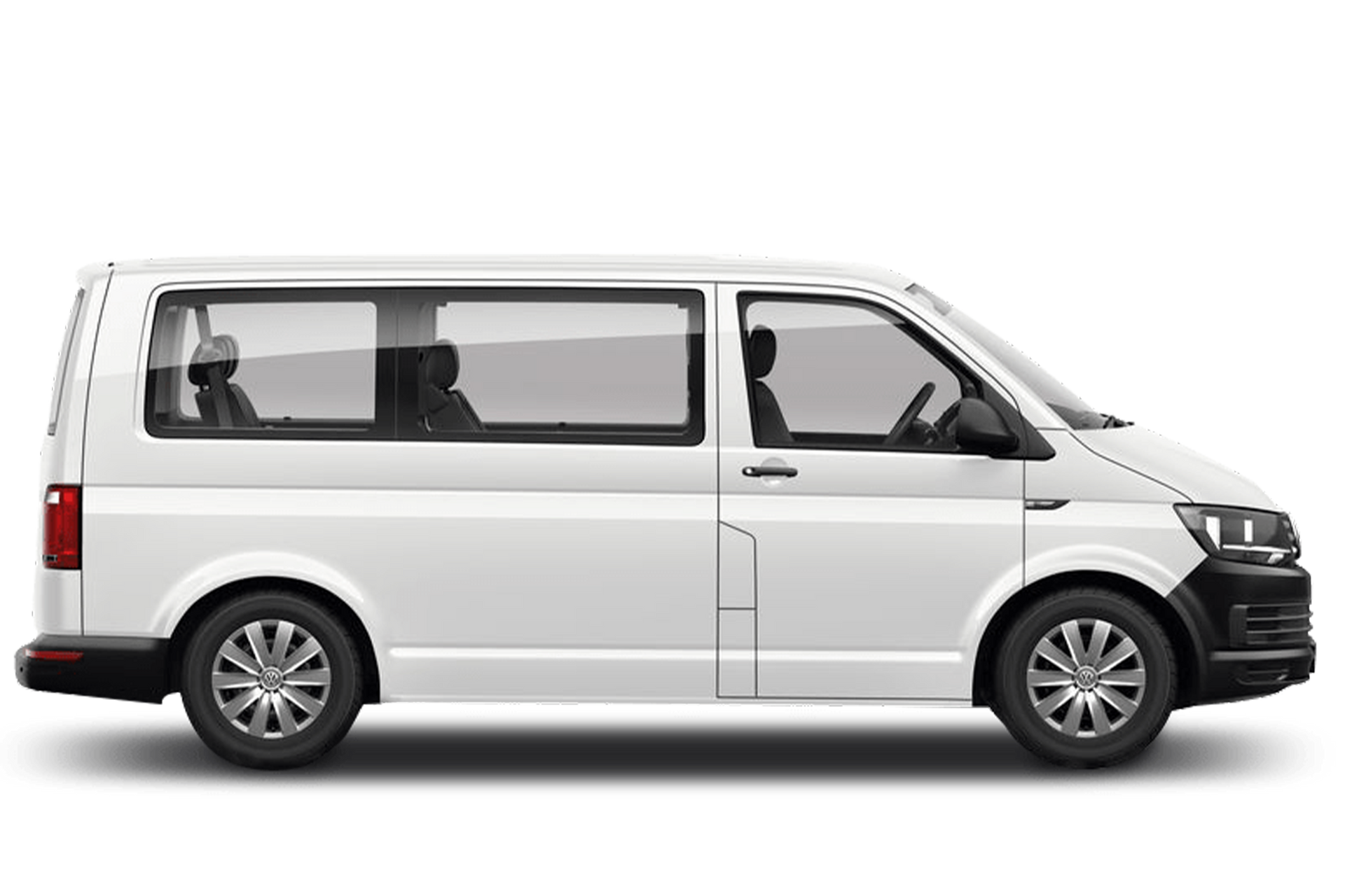 A white minivan 9 seater rental car