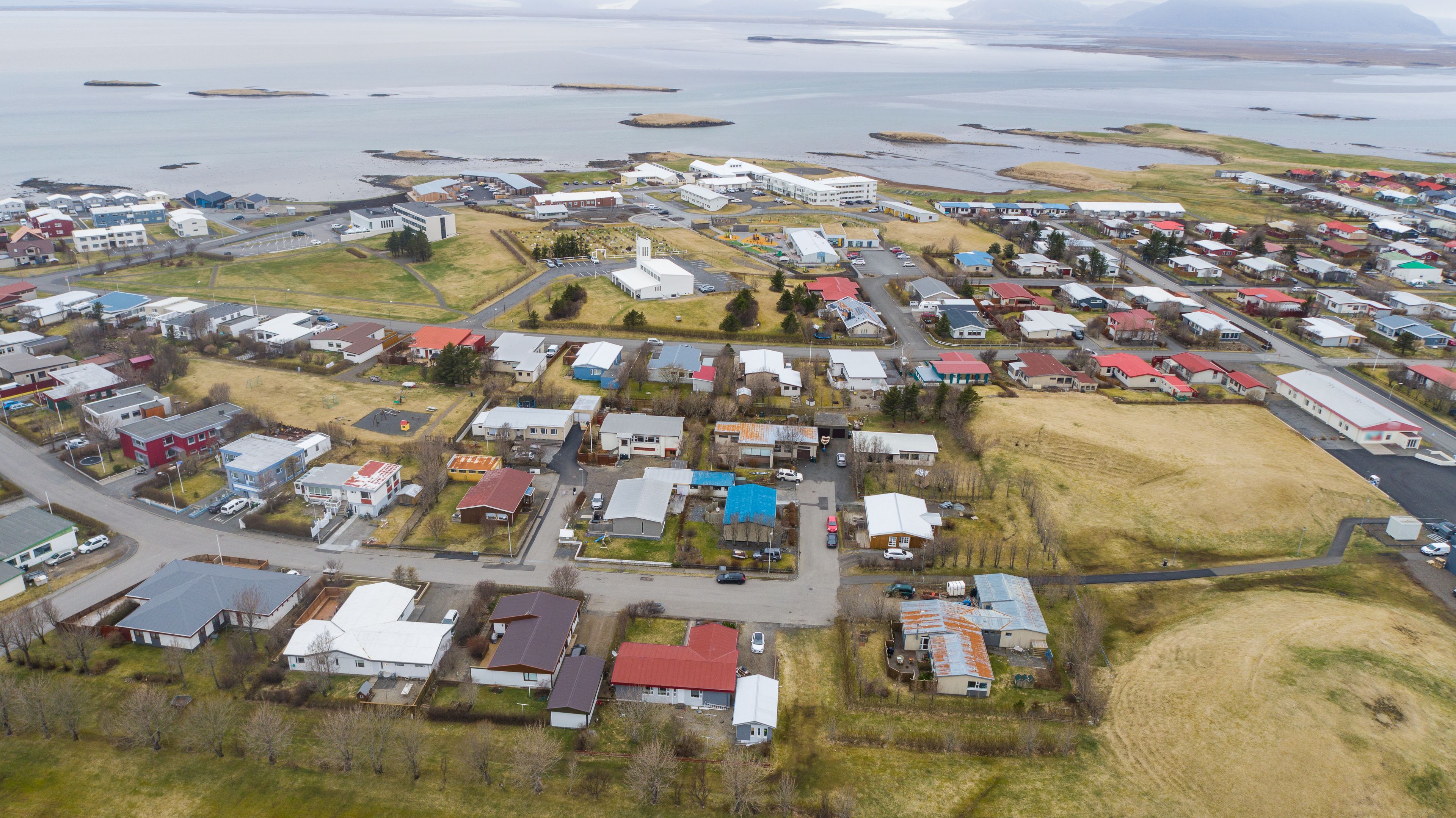 Aerial view of Höfn, Iceland