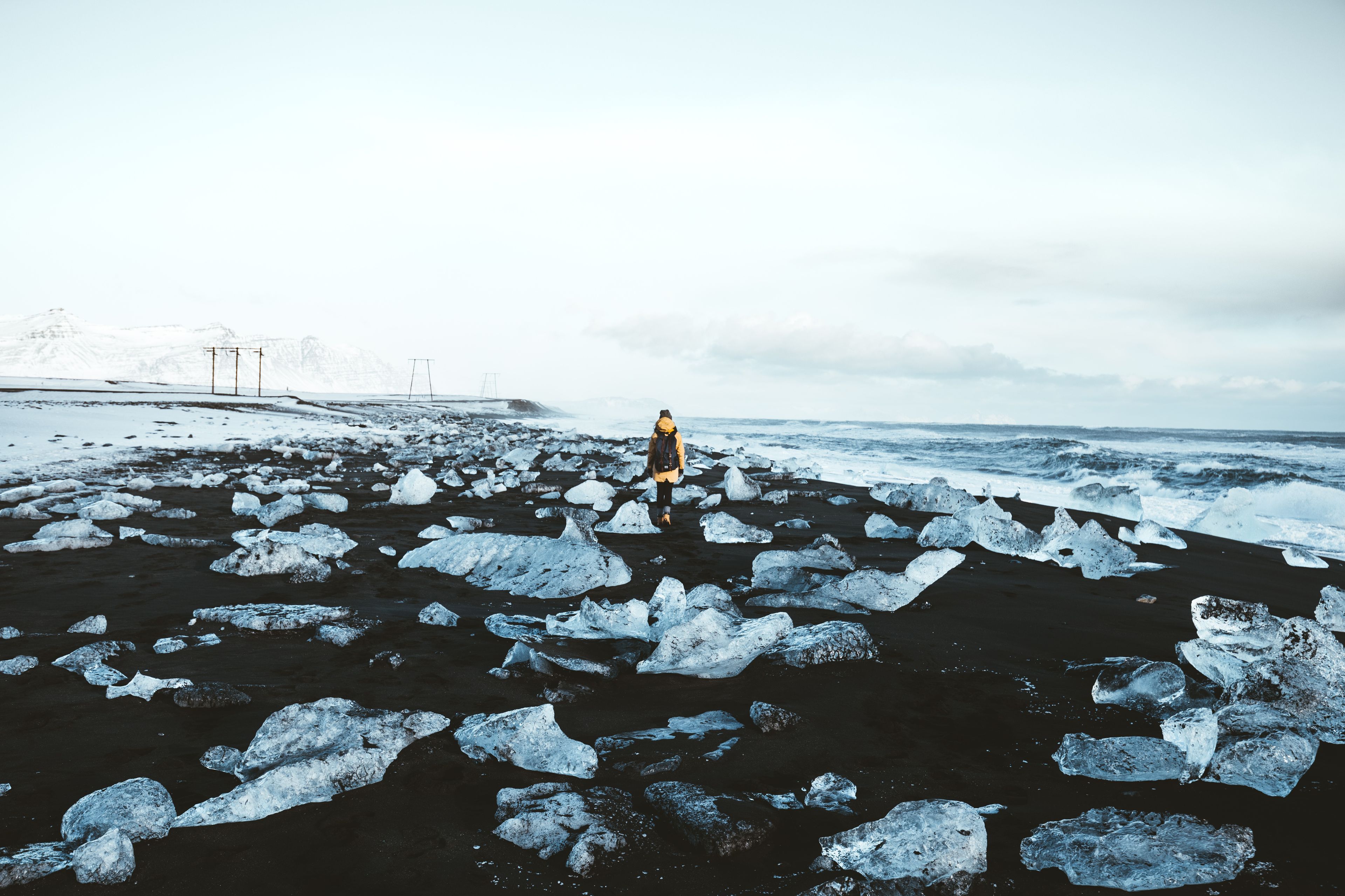 Girl walking through Diamond Beach