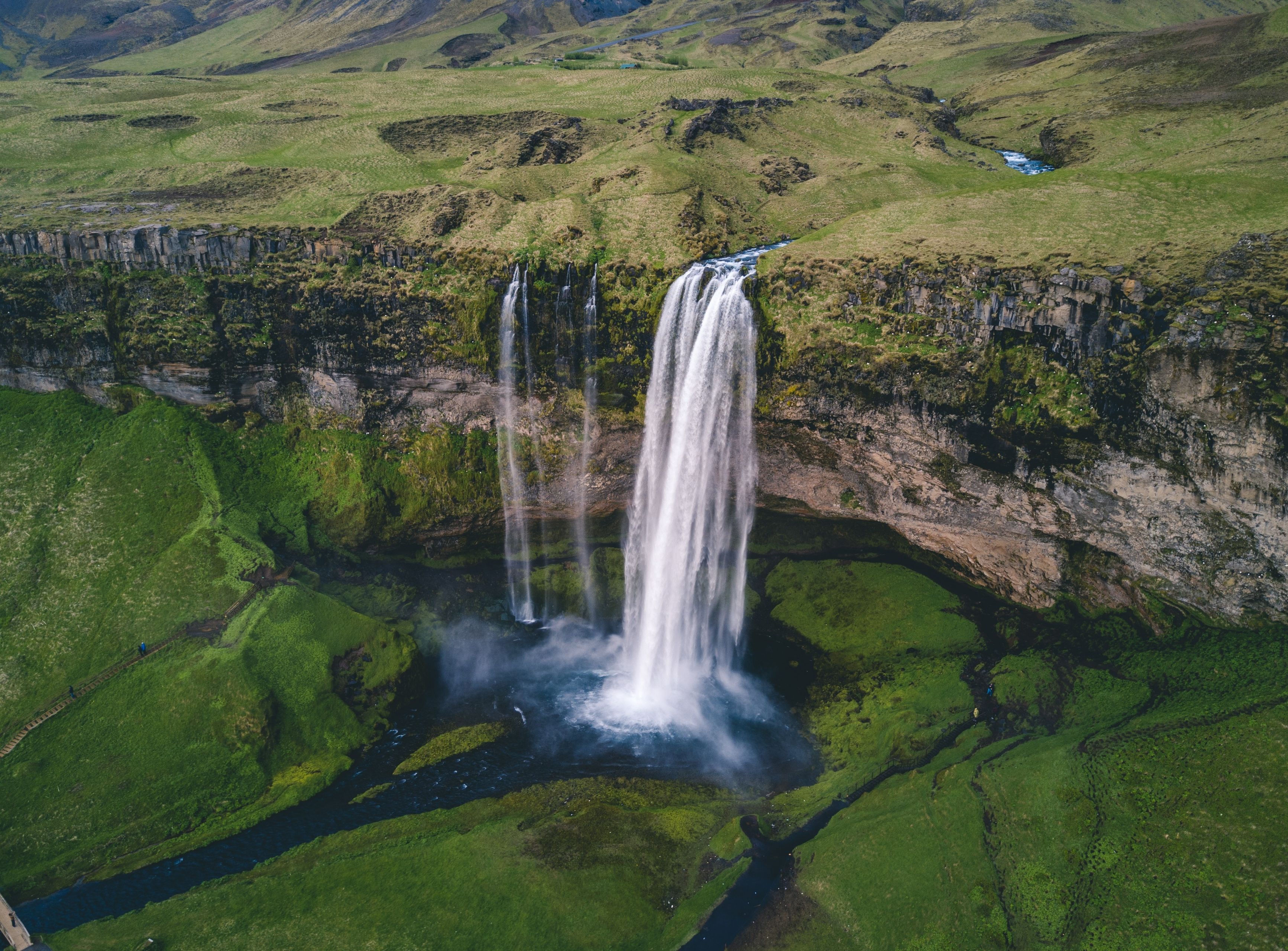 Drone waterfall iceland