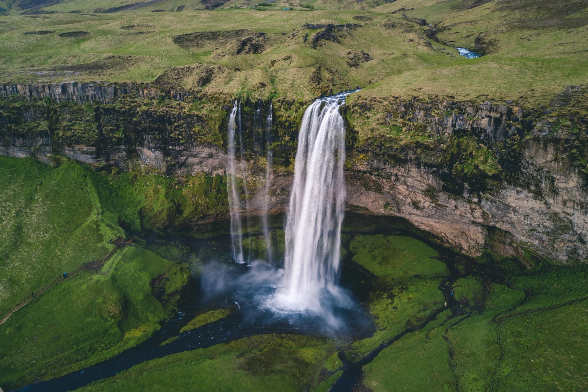 Drone waterfall iceland