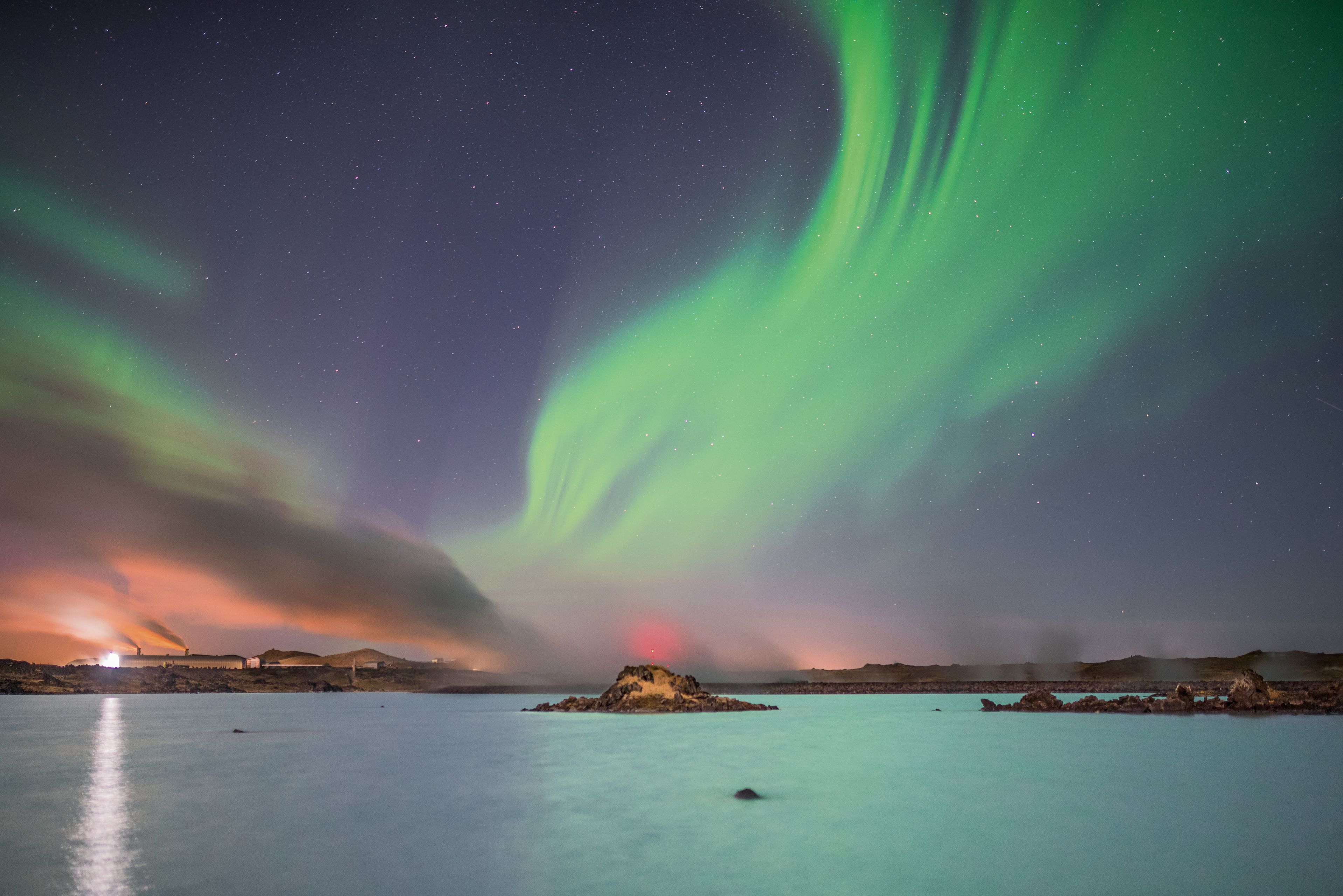 Auroras boreales en el Blue Lagoon