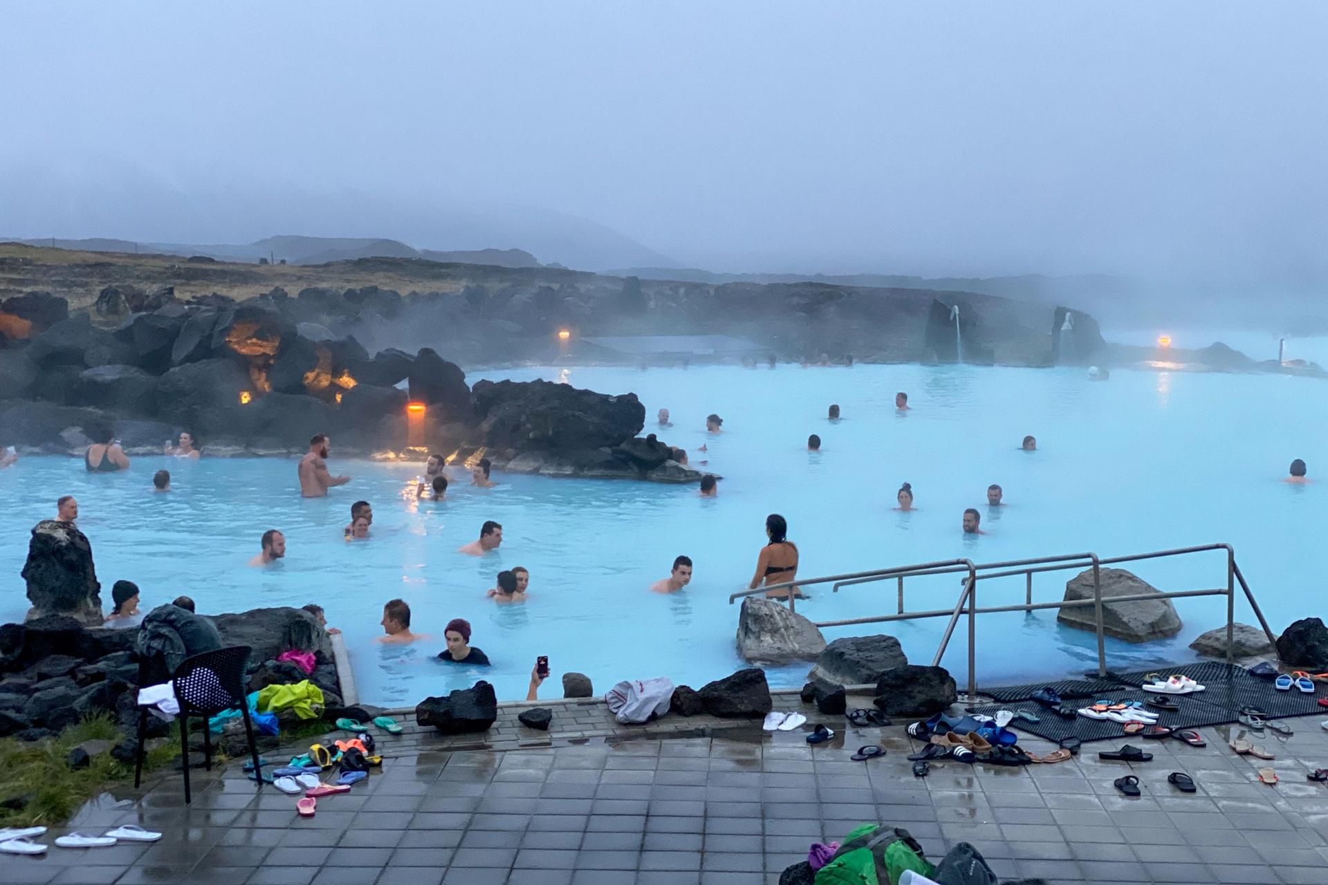 Myvatn Nature Baths in Iceland with Sky blue water.