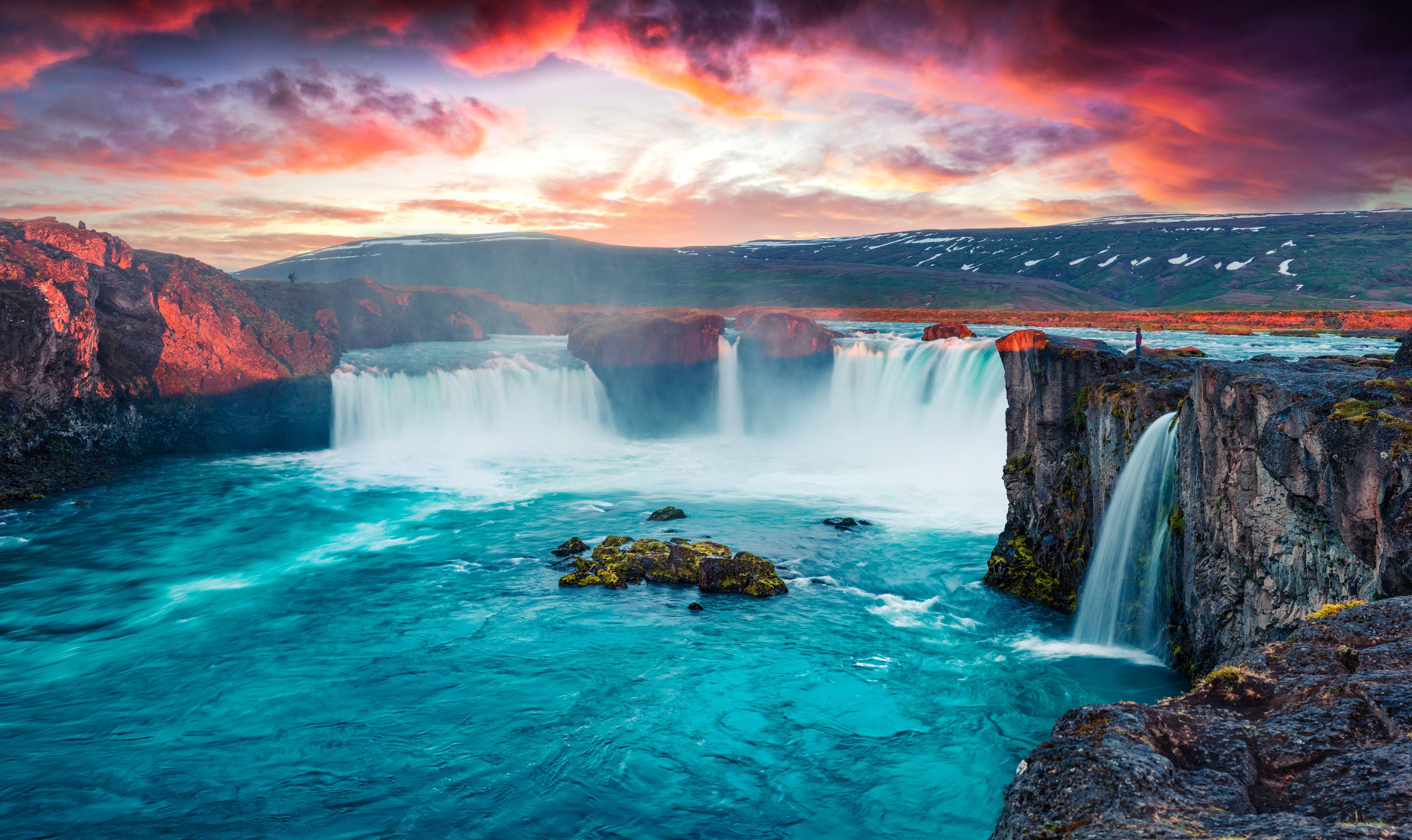 goðafoss iceland with sunrise