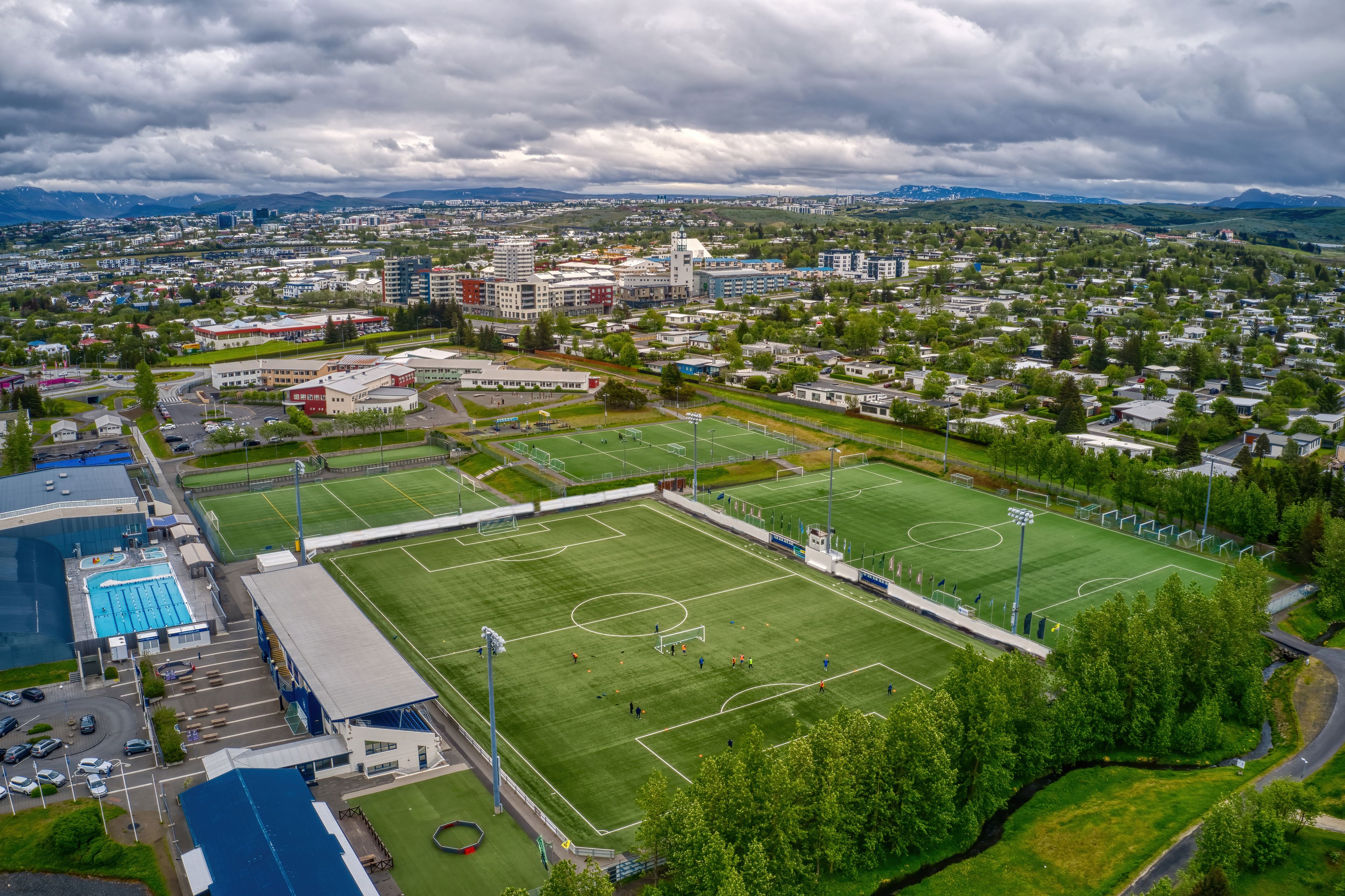 Aerial View of the Reykjavik Suburb of Gardabaer, Iceland