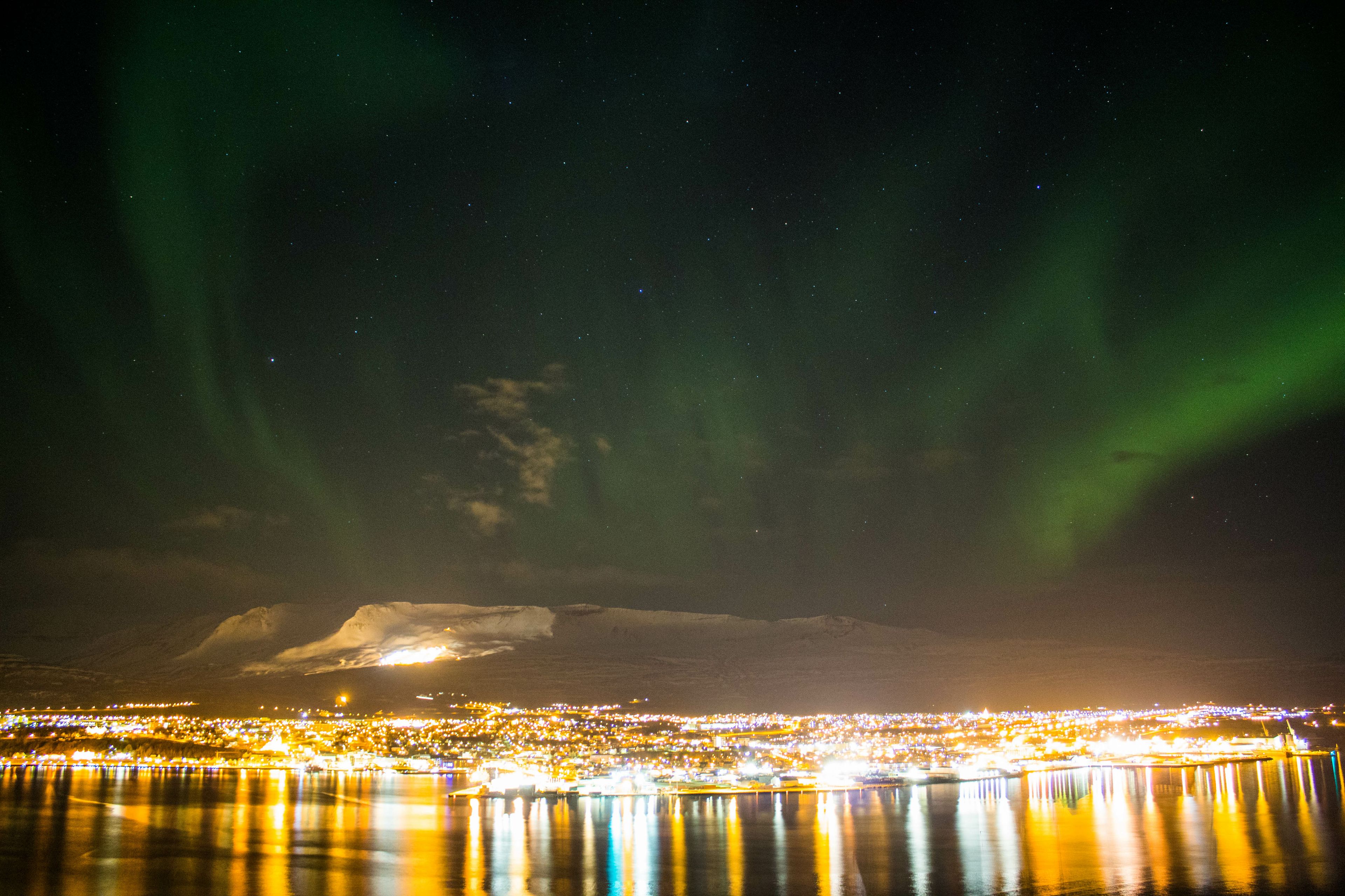 Northern Lights above Akureyri, Iceland