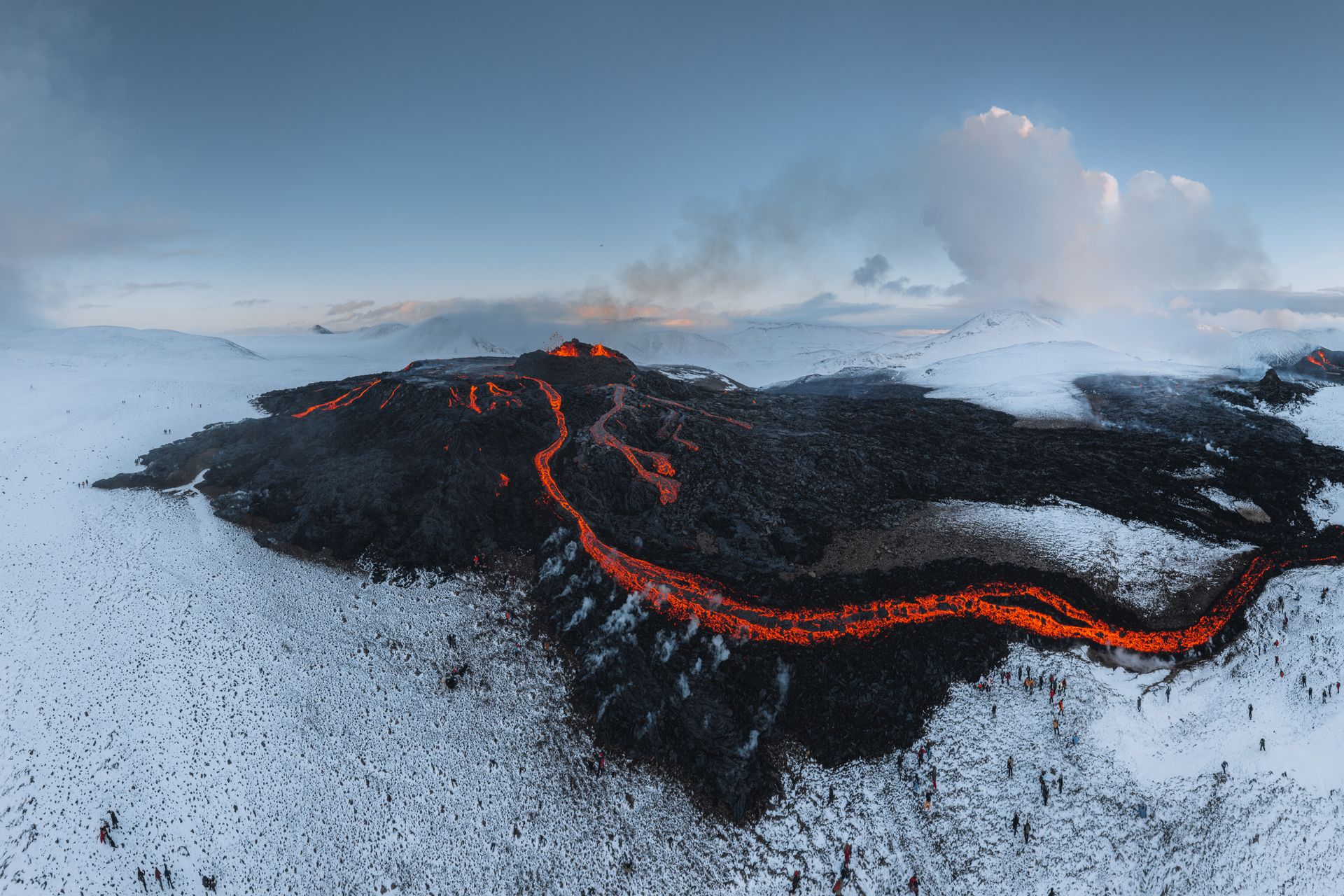 A stunning image of the Fagradalsfjall volcano eruption, one of the most popular Iceland volcanoes