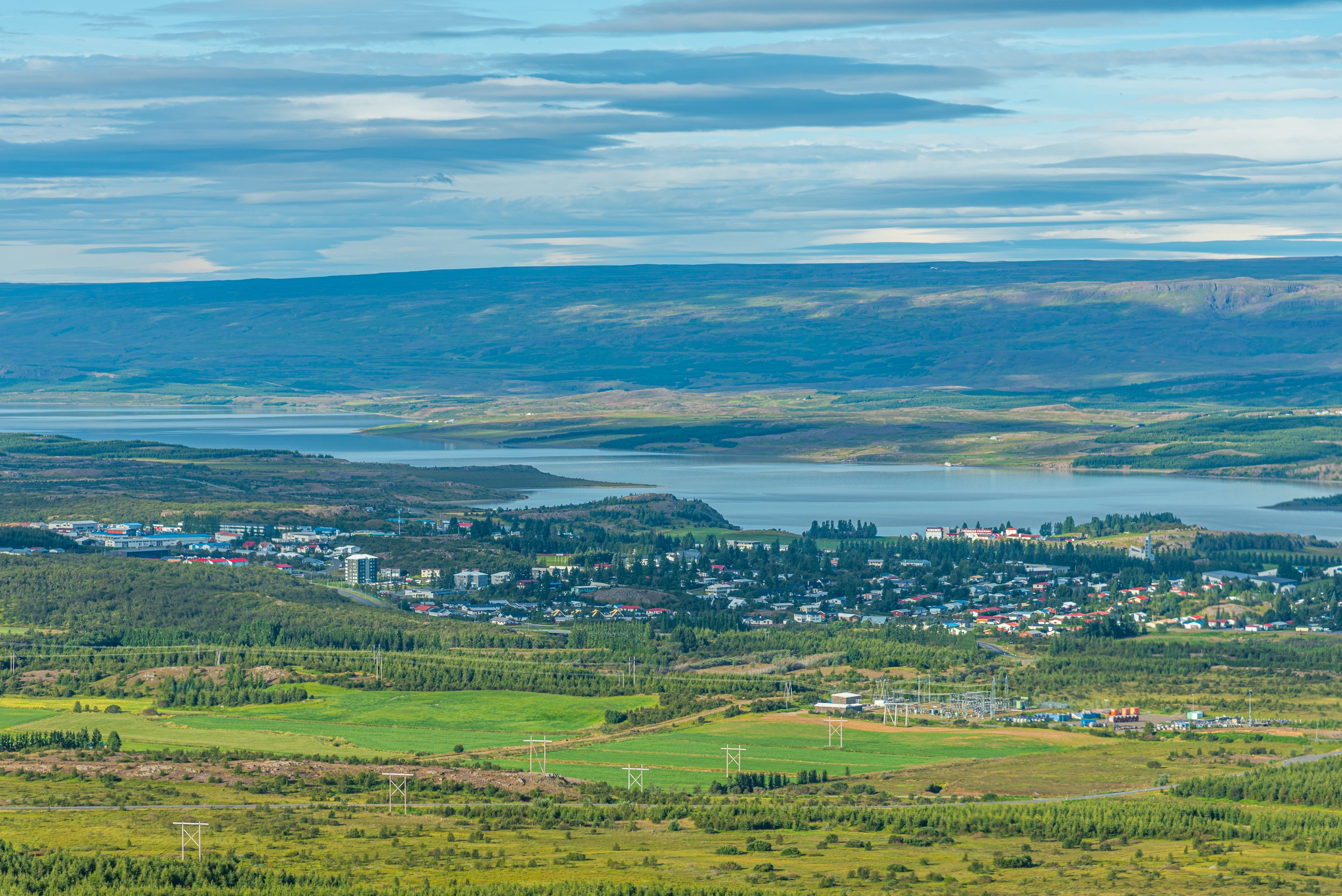 Aerial view of Egilsstadir town on Iceland