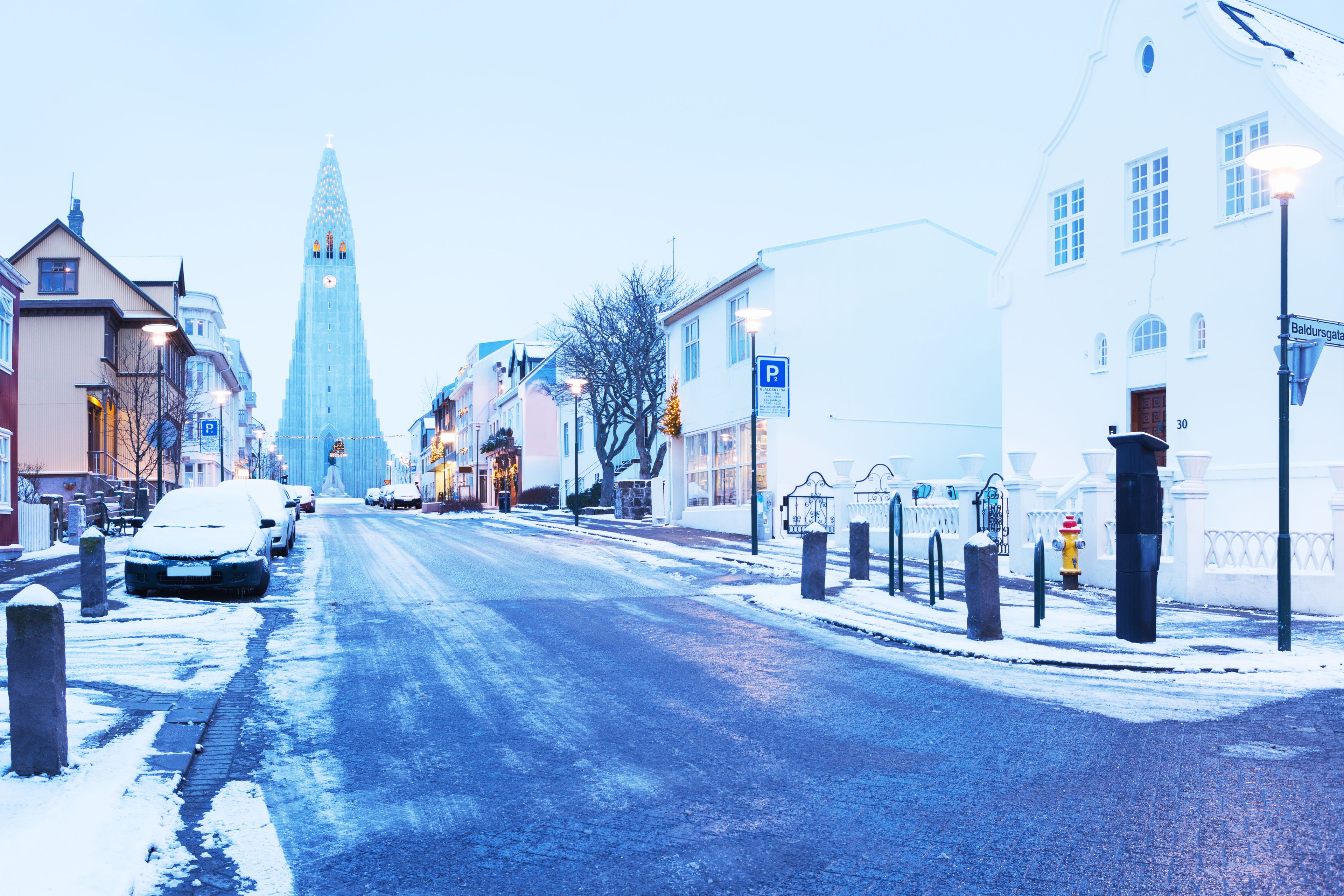 Nieve en el centro de Reykjavik