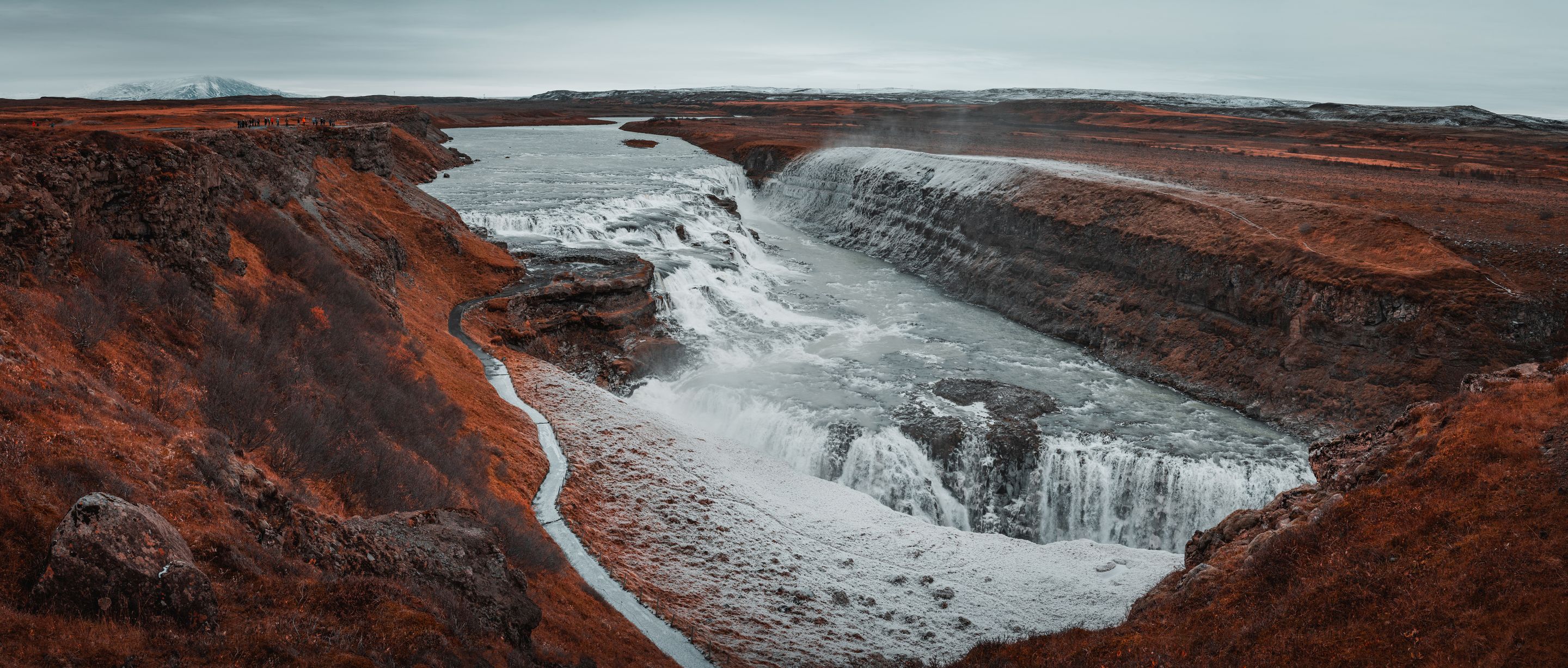 Gullfoss waterfall from above