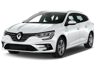 Renault Megane Wagon meðalstór fjölskylduleigubíll frá Go Car Rental, sýndur á gagnsæjum bakgrunni.