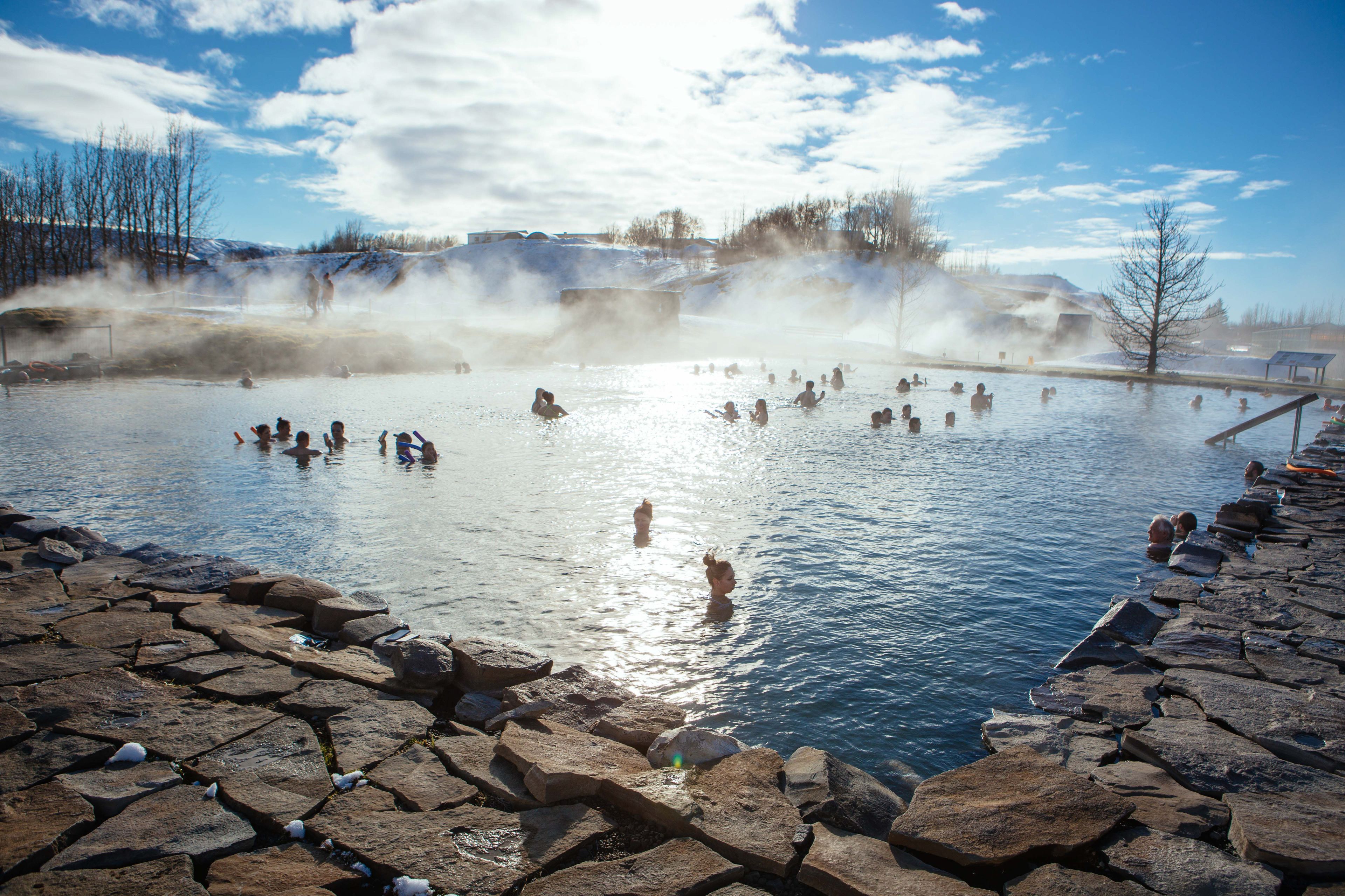 People inside the Secret Lagoon