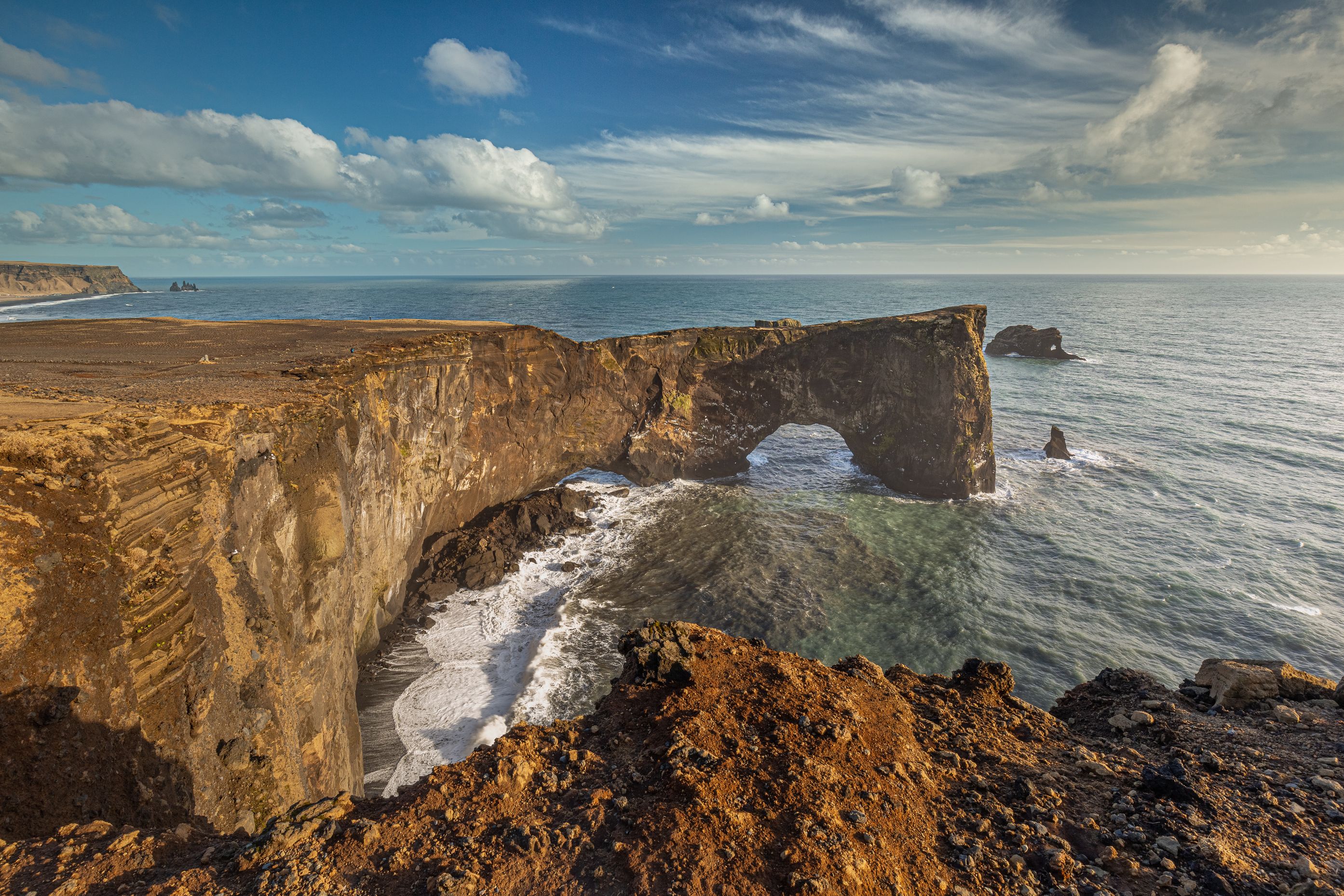Unique basalt arch on Dyrholaey cape in south Iceland