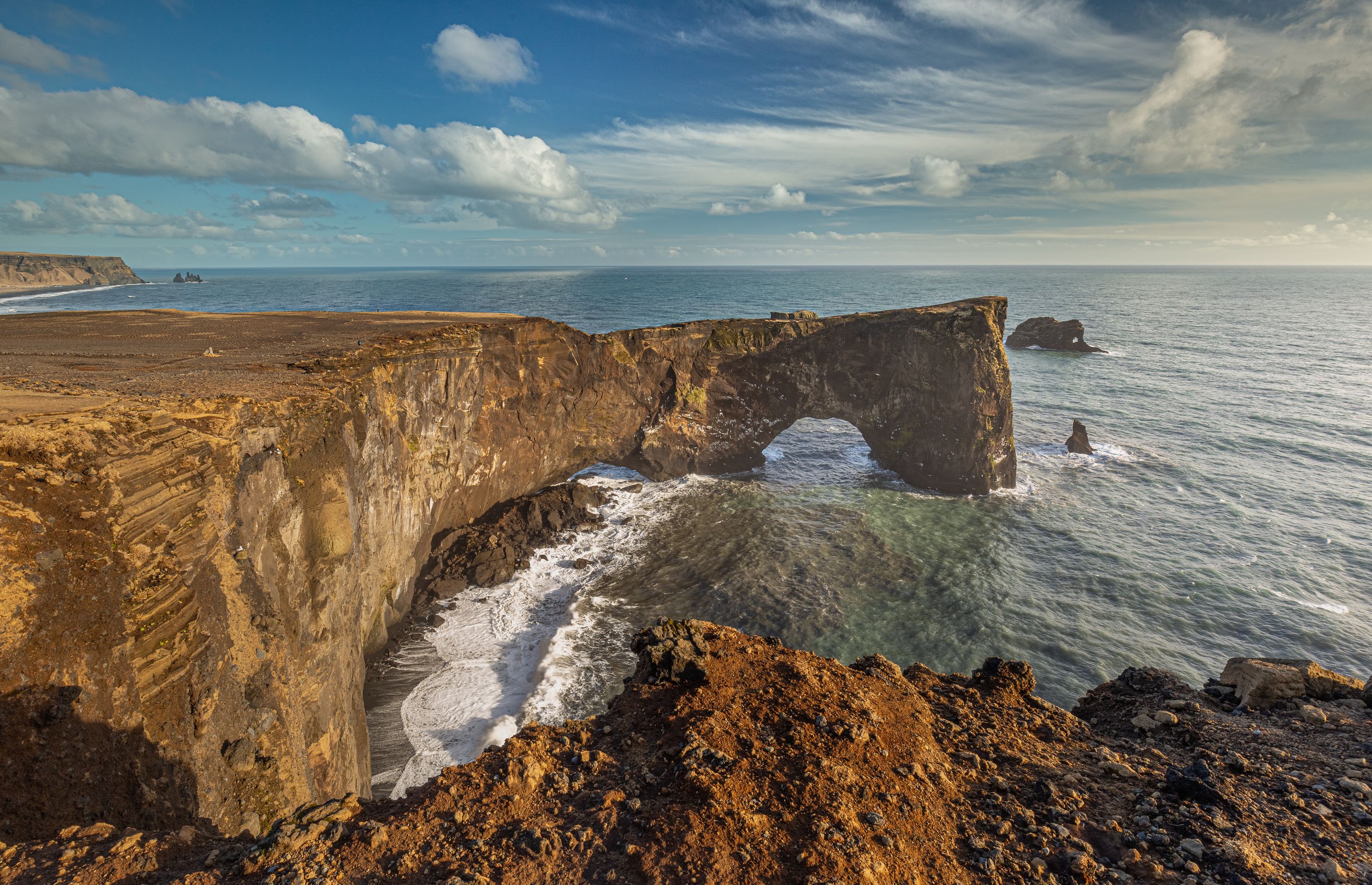 Unique basalt arch on Dyrholaey cape in south Iceland