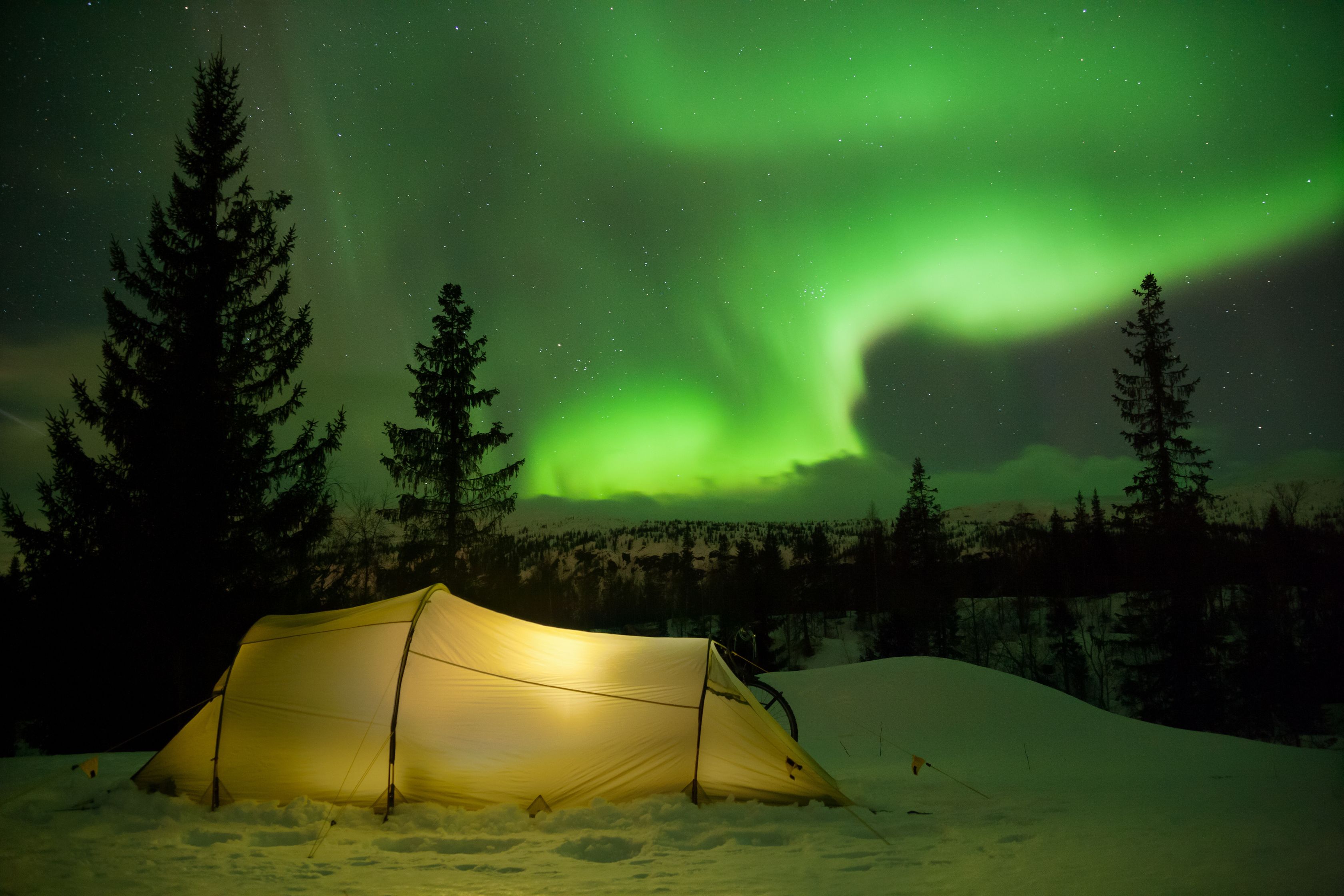 Tent under the northern lights