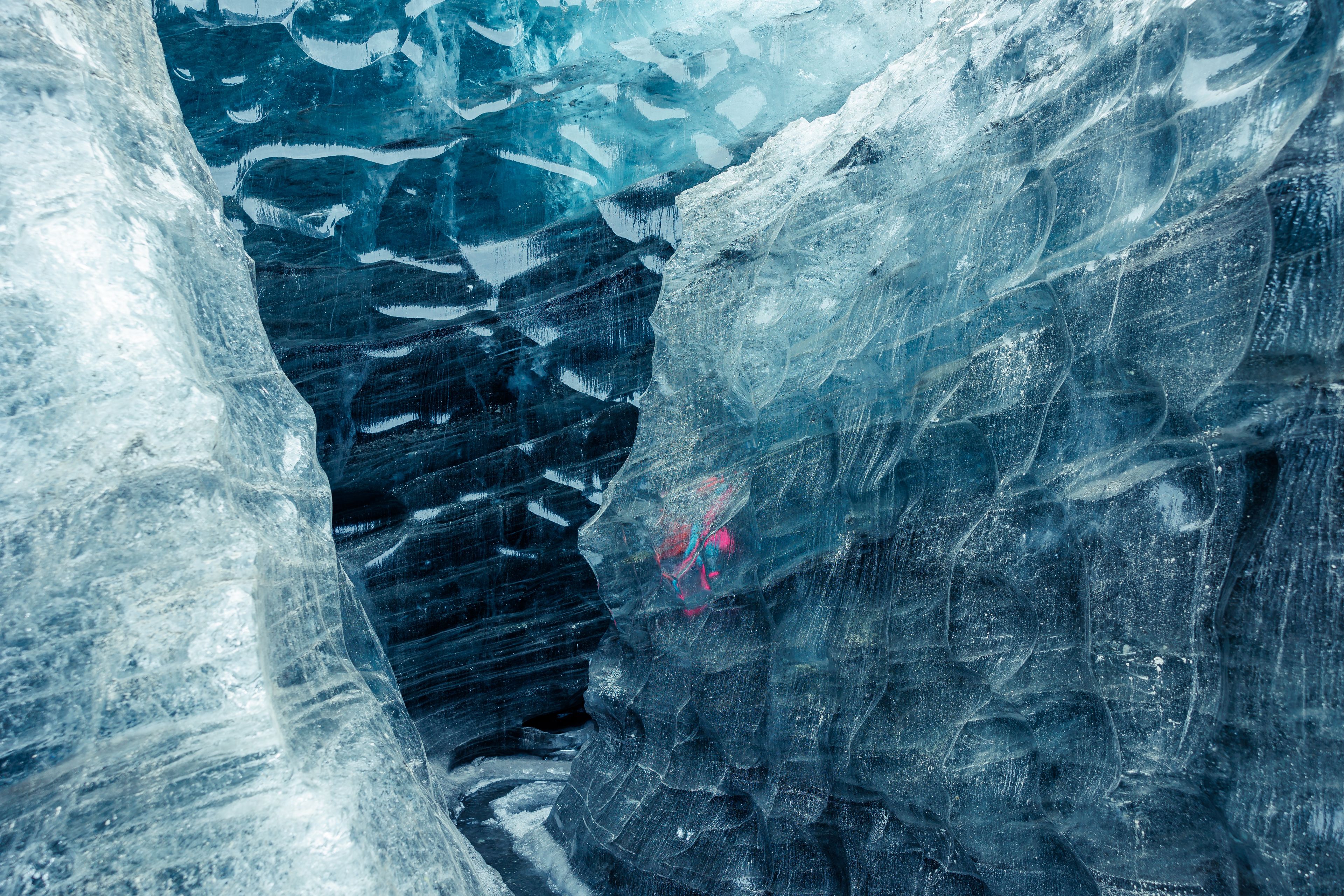 clear walls of ice caves