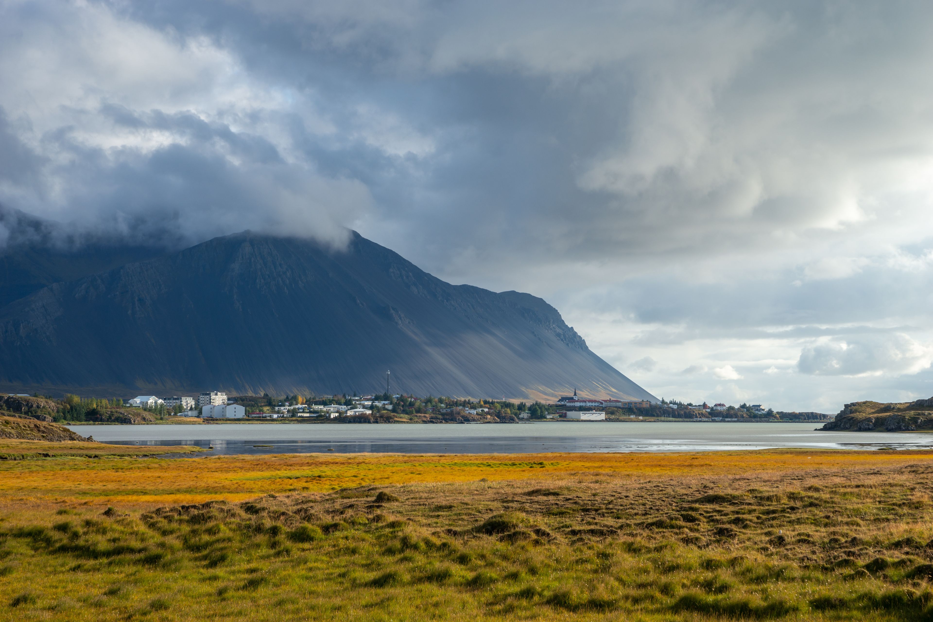 Borgarnes with Hafnarfjall Mountain in the background