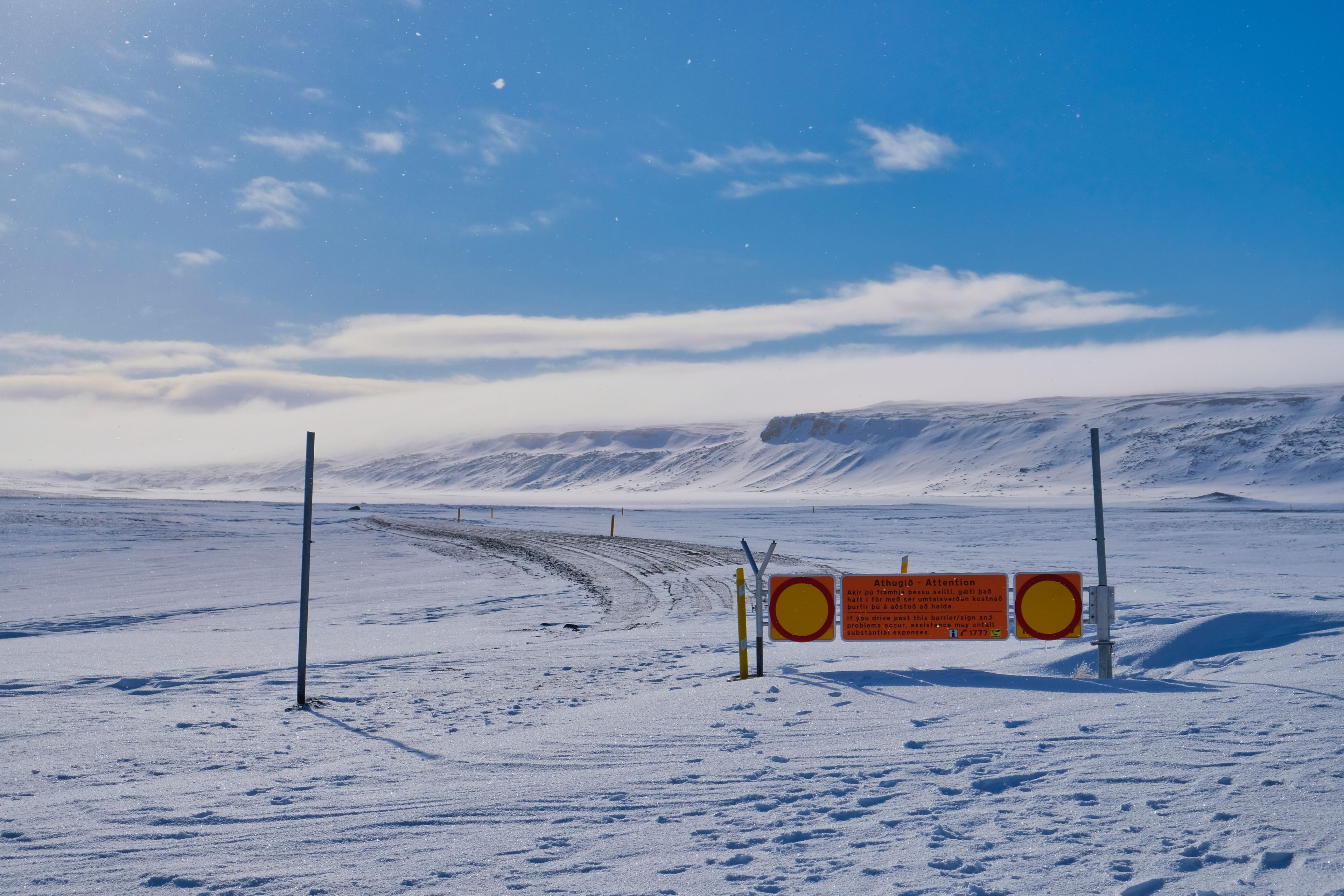 F-road closed due to the snow in Iceland