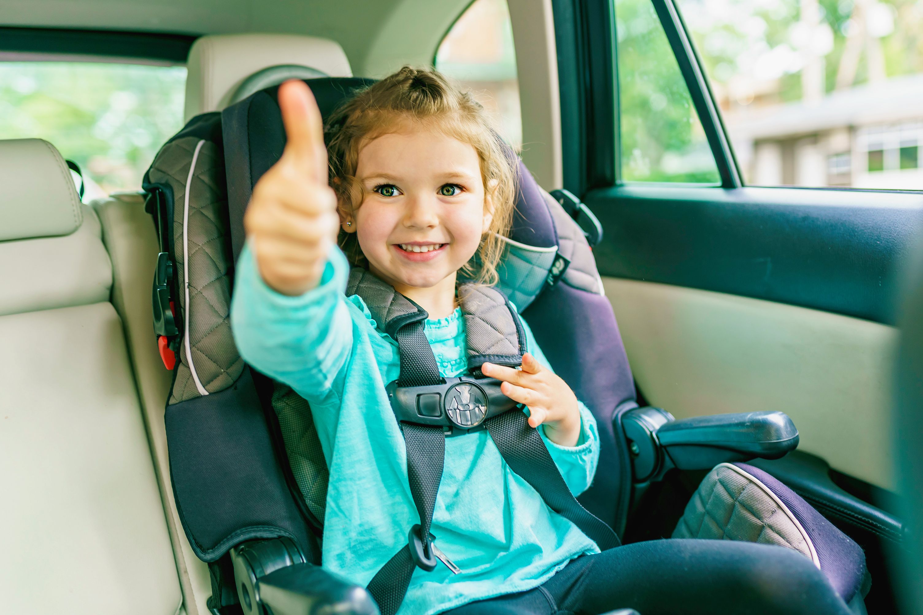 Children in a booster car seat 