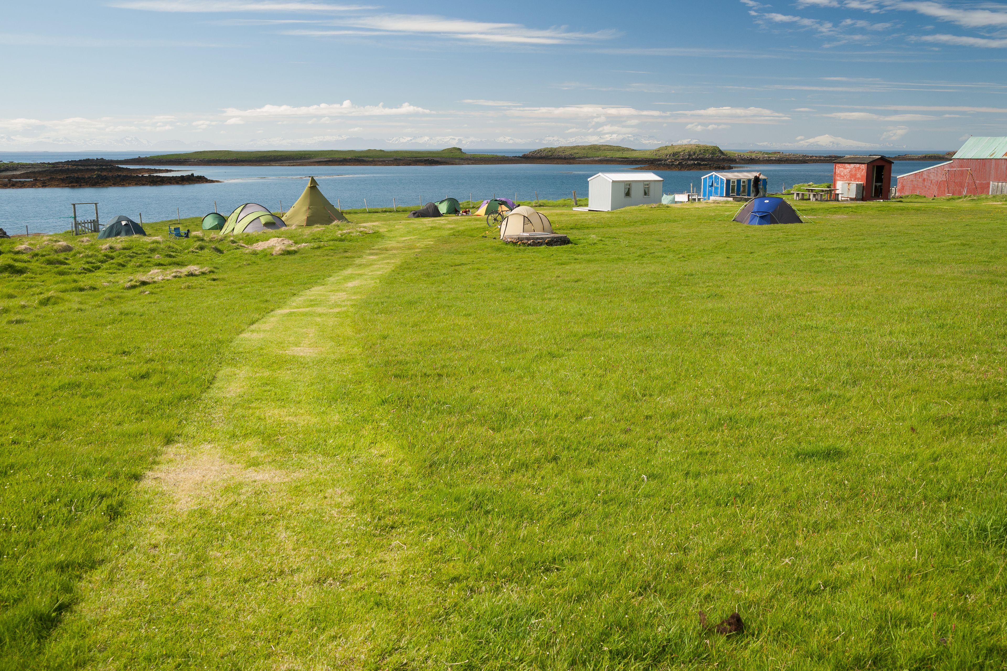 People camping in Flatey Island