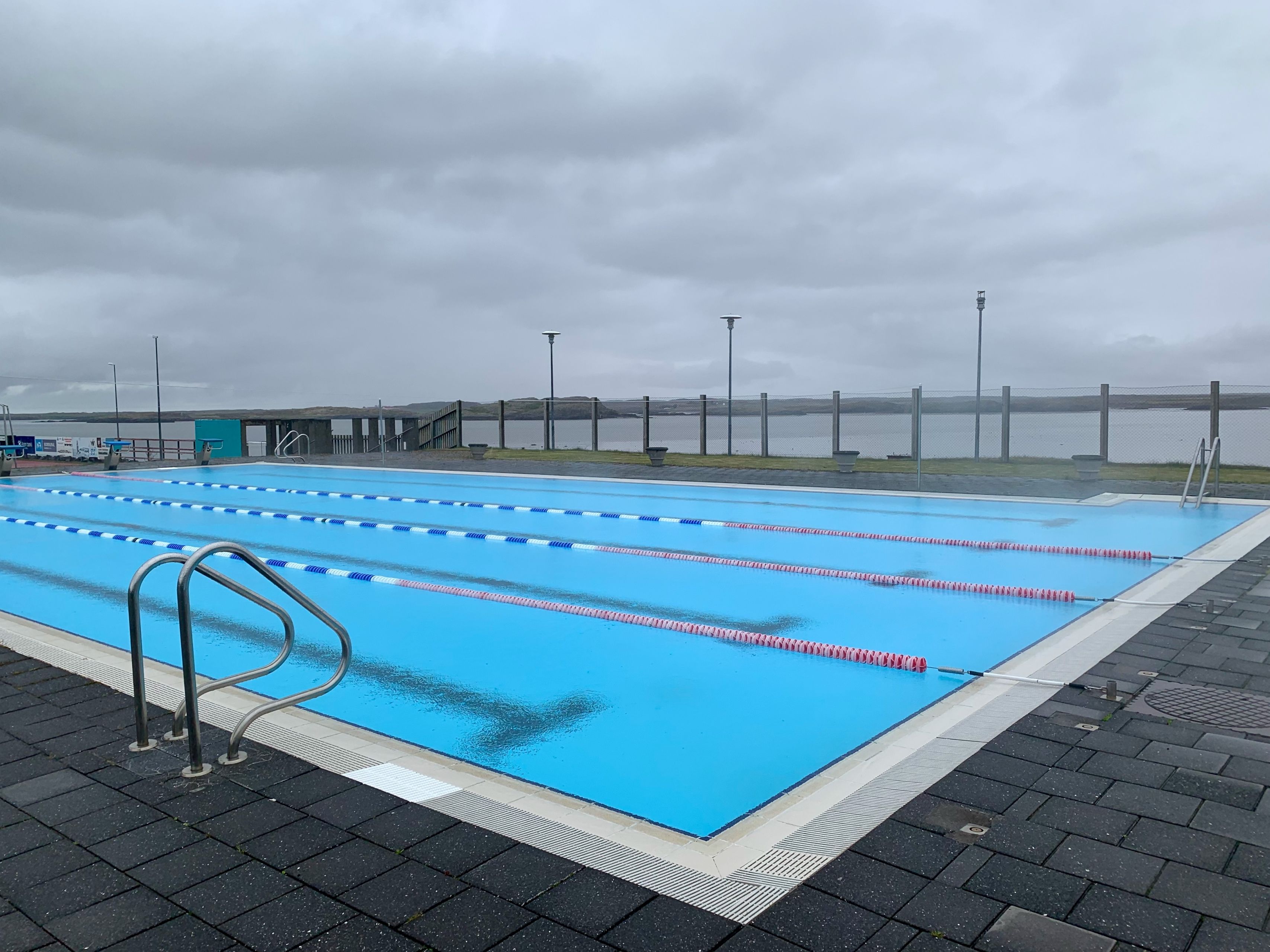 Borgarnes swimming pool on a cloudy day