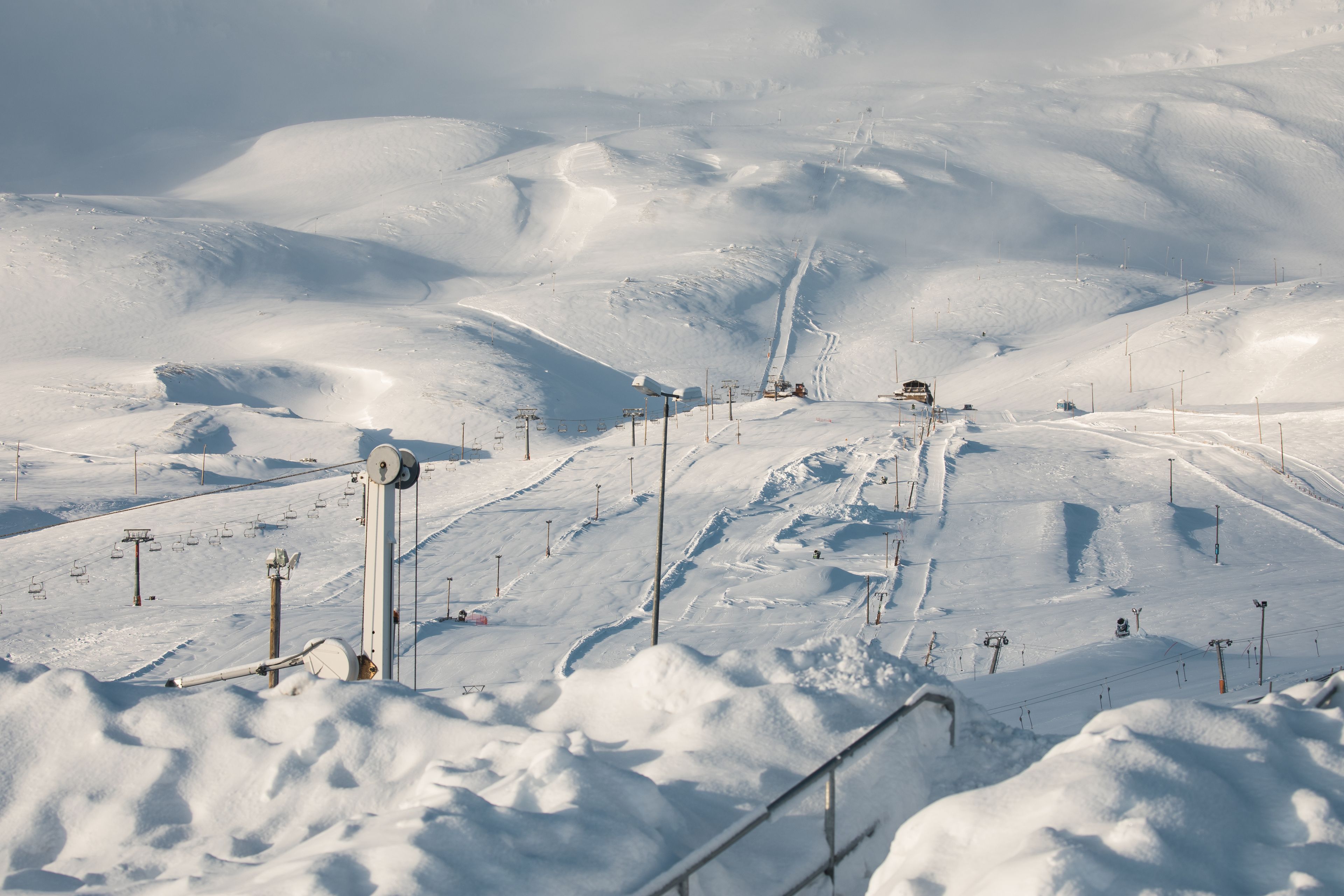 Hlidarfjall ski areal resort overlooking Akureyri in northern Iceland