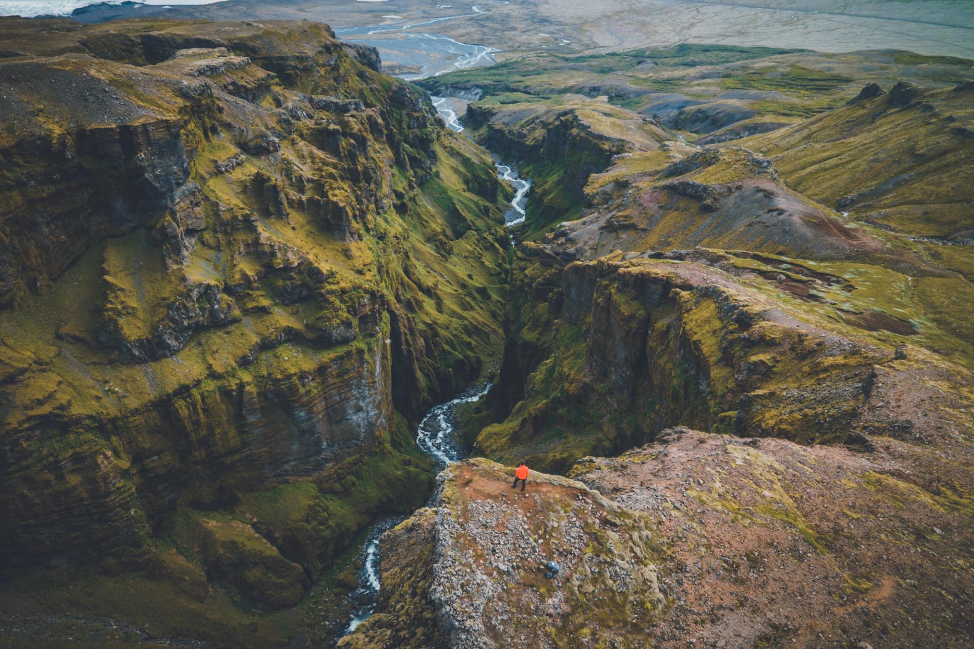 A breathtaking view of the canyons in Iceland during the South Coast Canyons: A Journey Through Time tour.