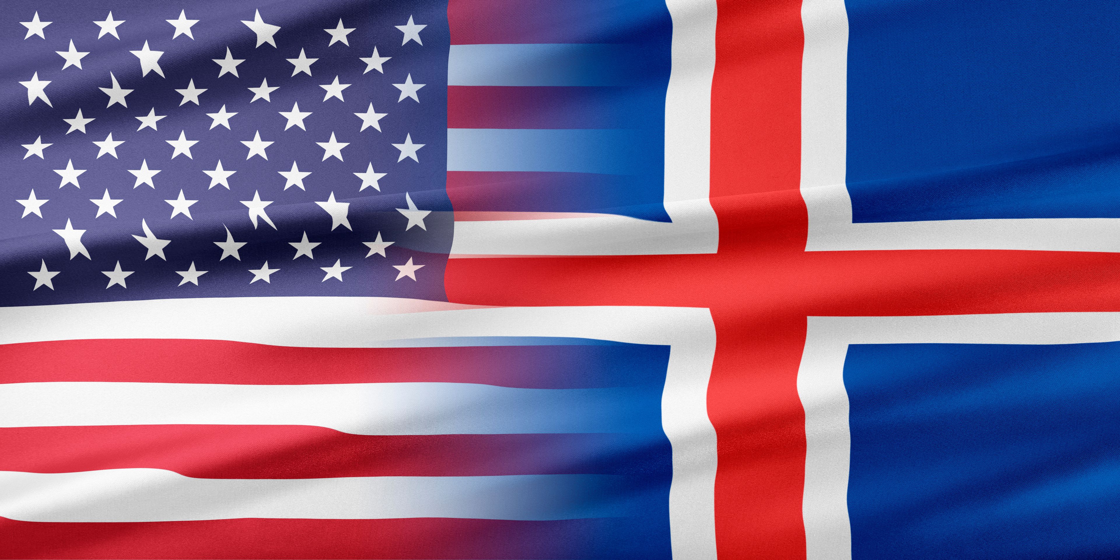  Flags of USA and Iceland