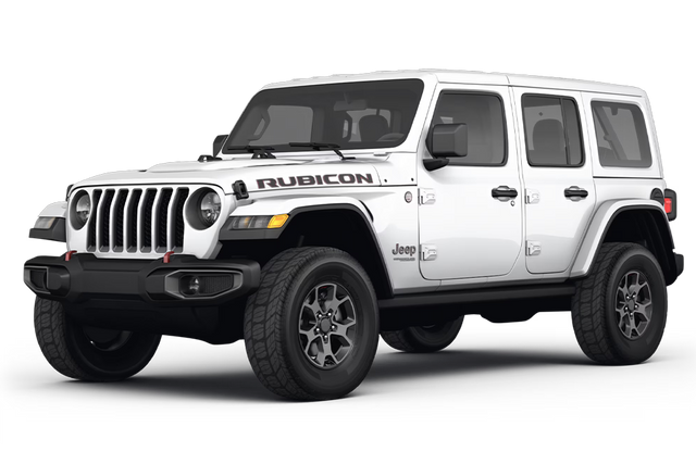  A white Jeep Wrangler Rubicon 4x4 SUV from Go Car Rental Iceland, ready to conquer any Icelandic terrain.