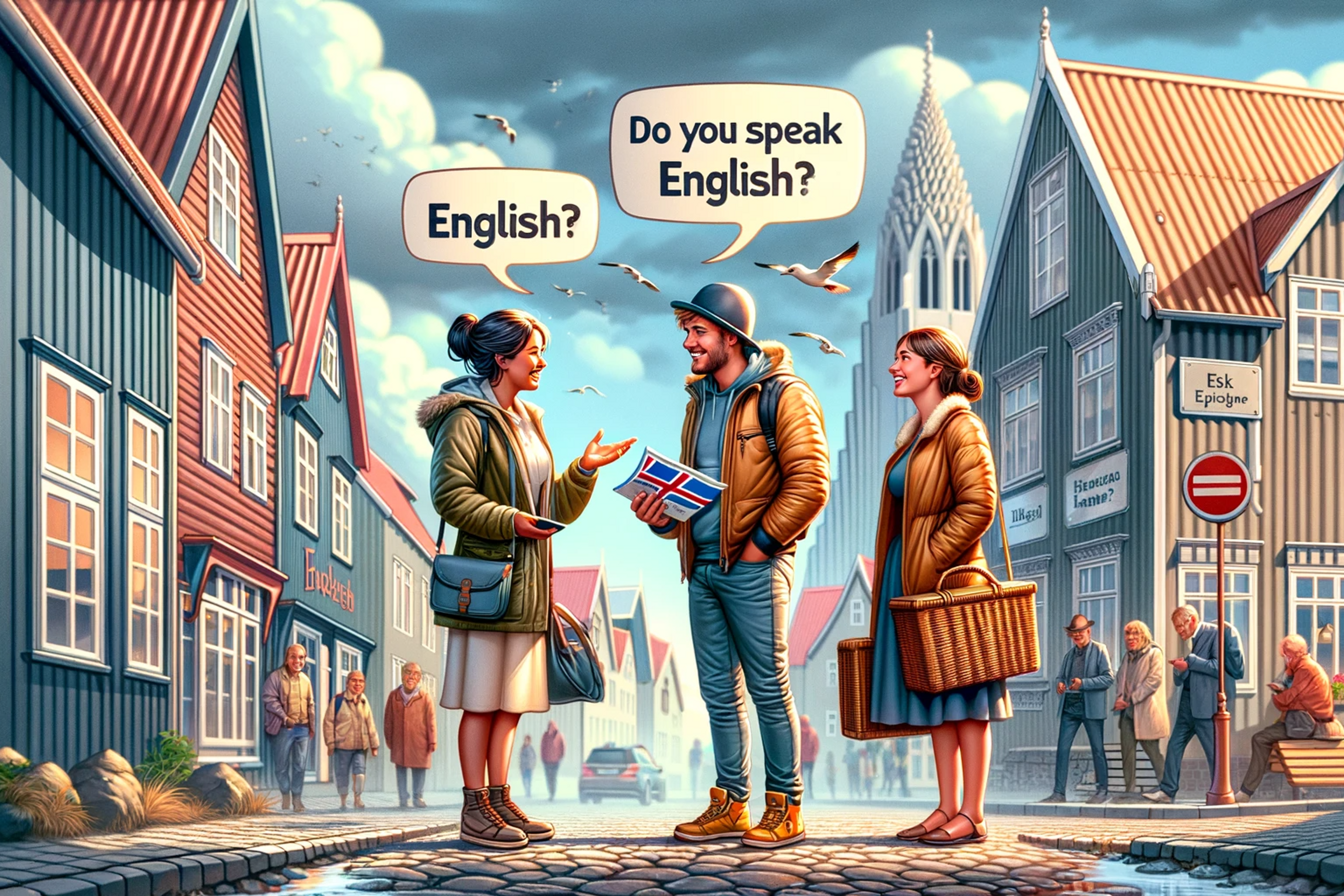 a tourist asks a local: Do you speak English