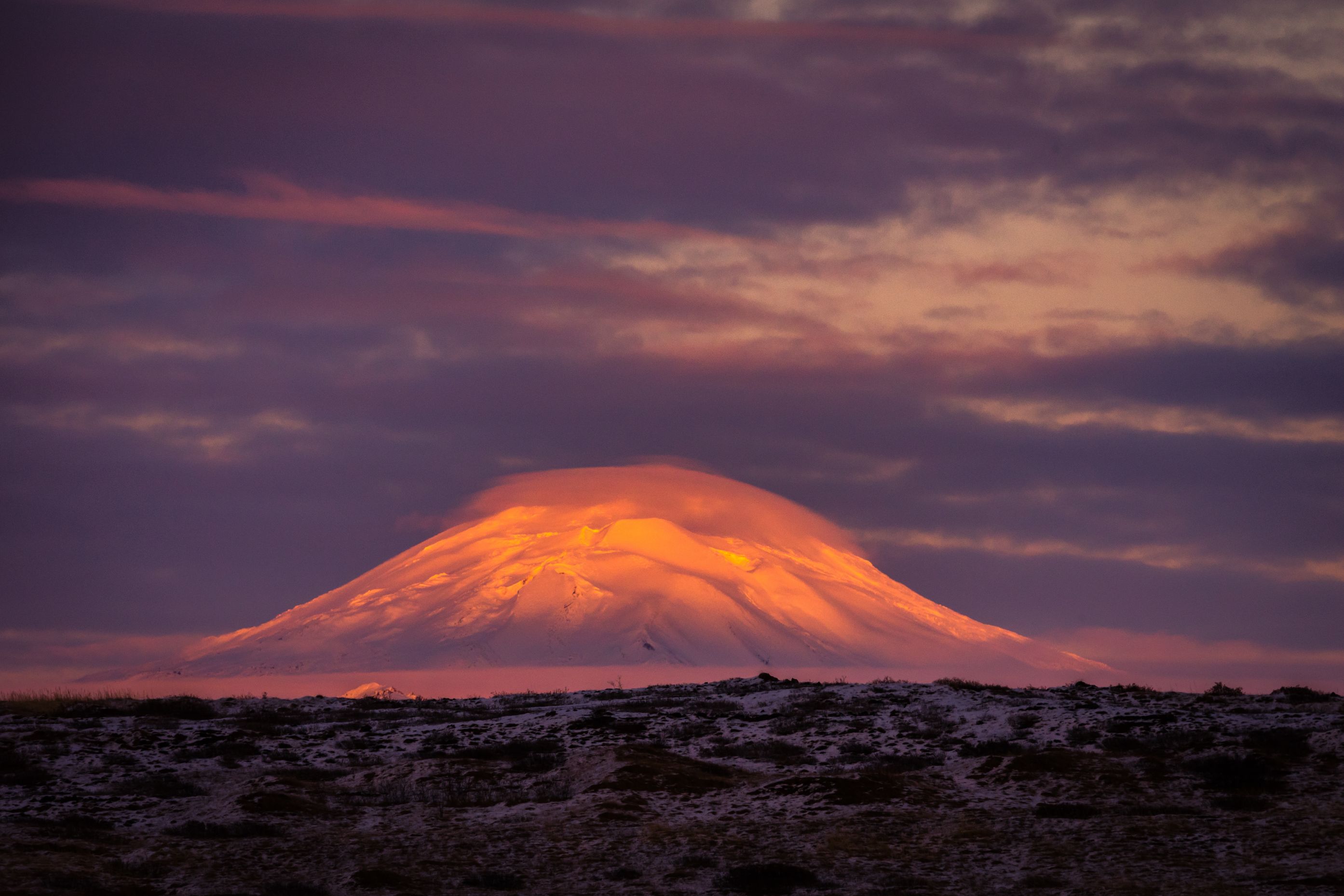 Hekla Volcano in an orange light