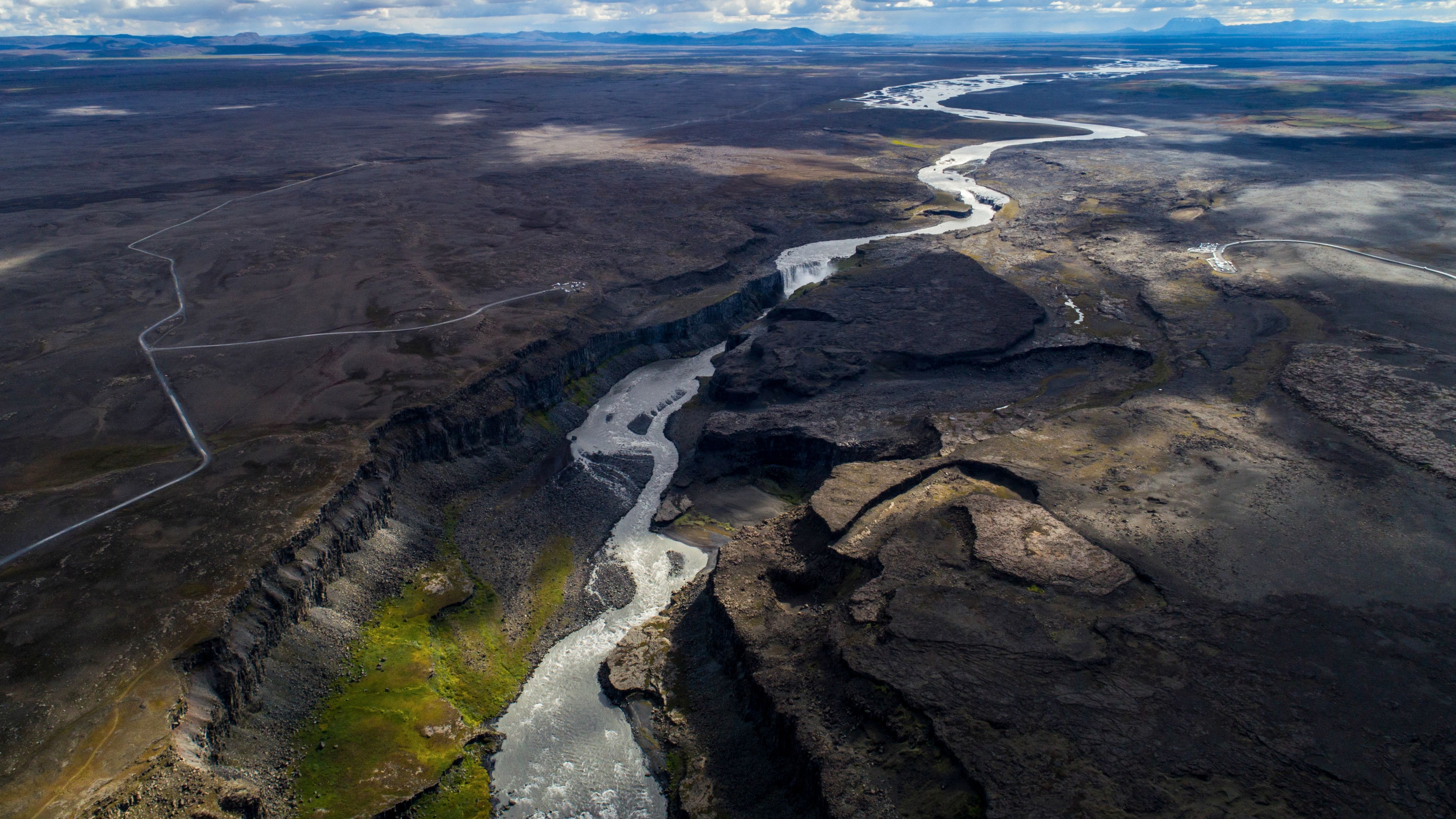 Aerial view of Jokulsargljufur Canyon with its impressive canyons in iceland and Vatnajökull National Park
