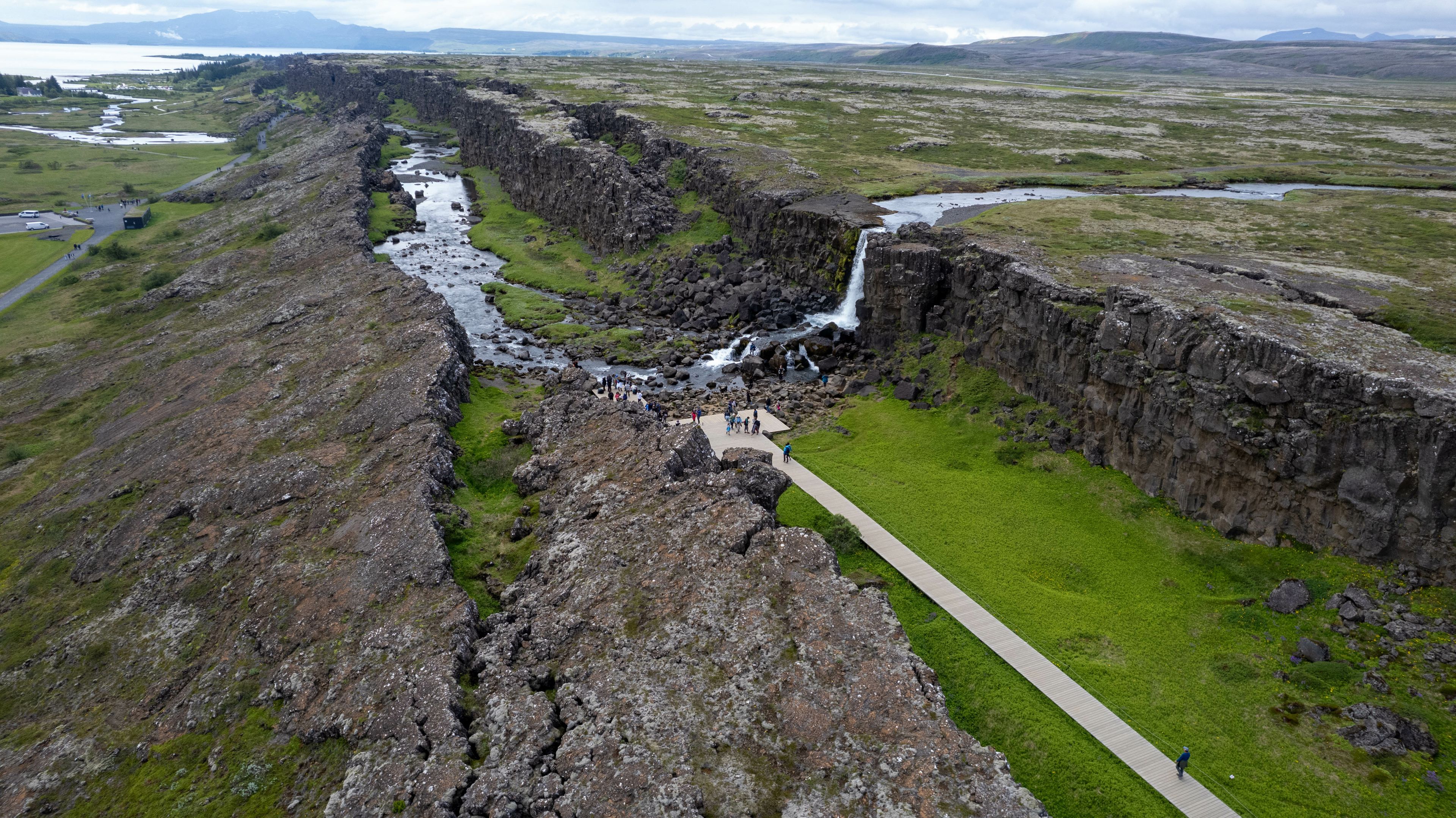 Aerial of Öxarárfoss