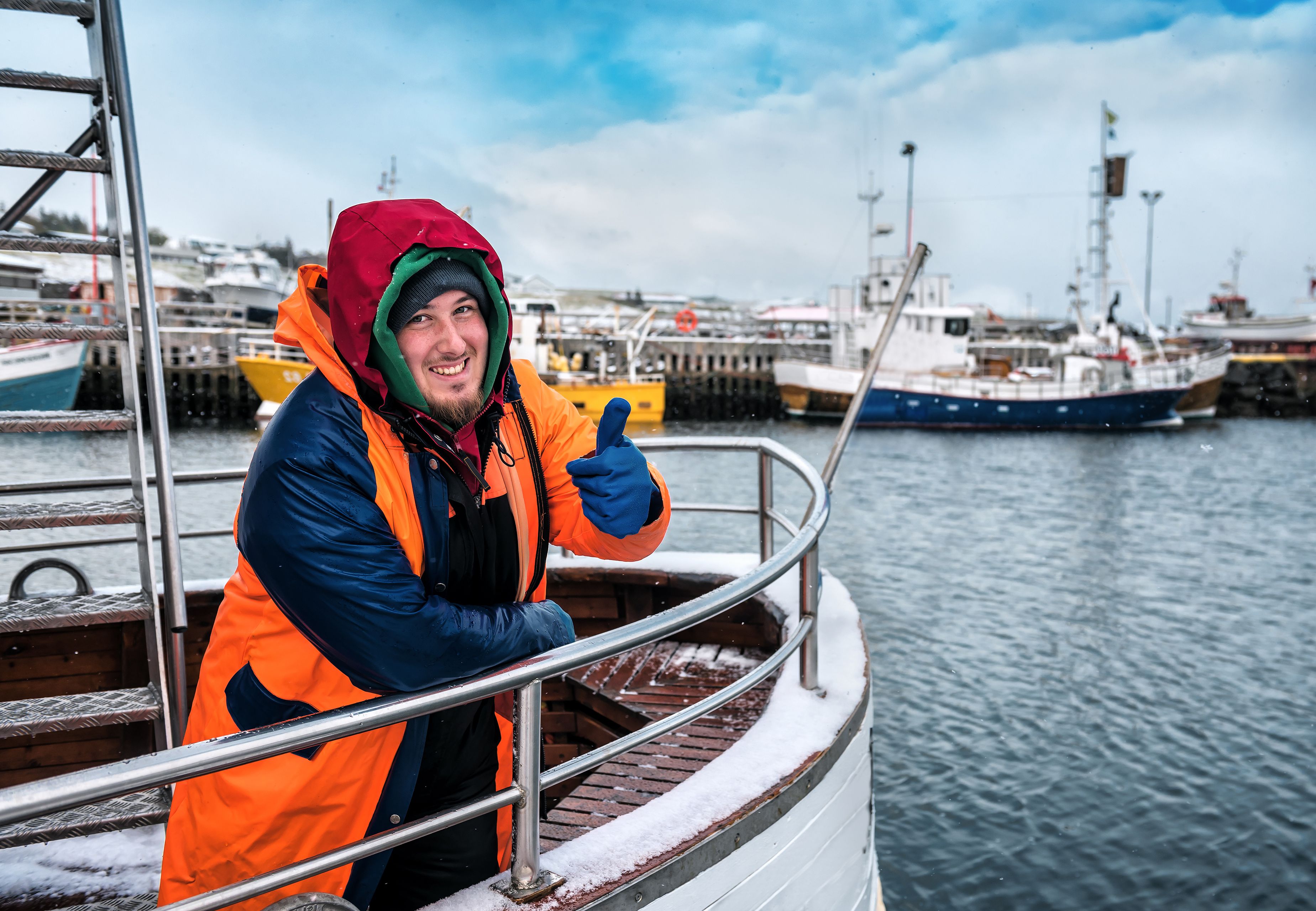 Friendly icelander on a fishing boat