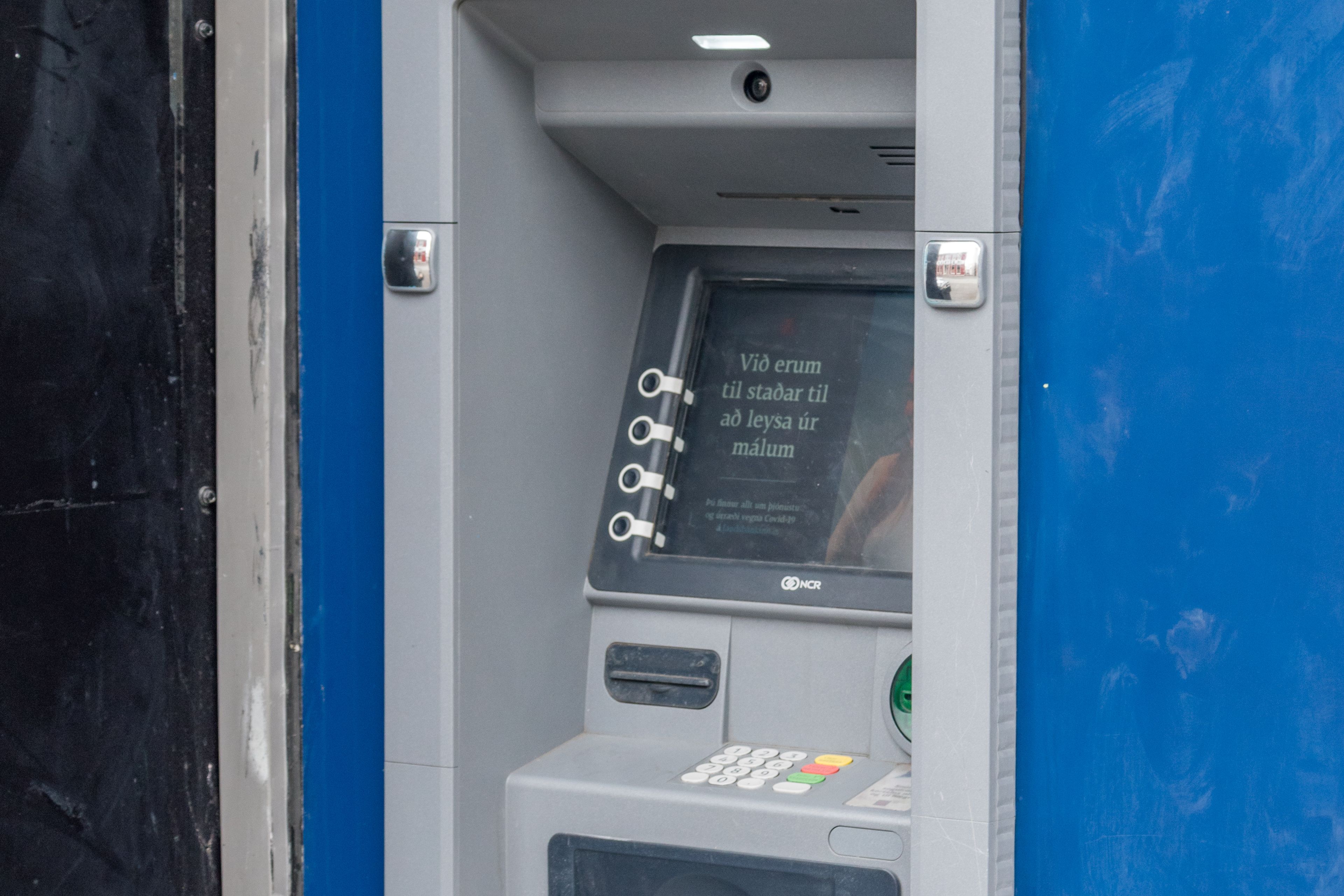 Reykjavik, Iceland - June 21, 2020: ATM of Hradbanki.