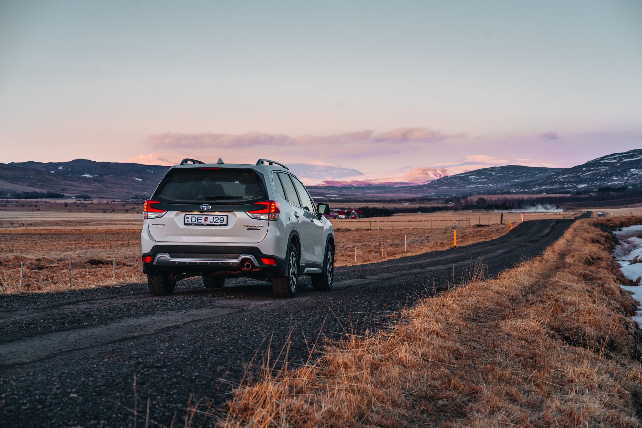 Subaru Forester from the back on Icelandic road